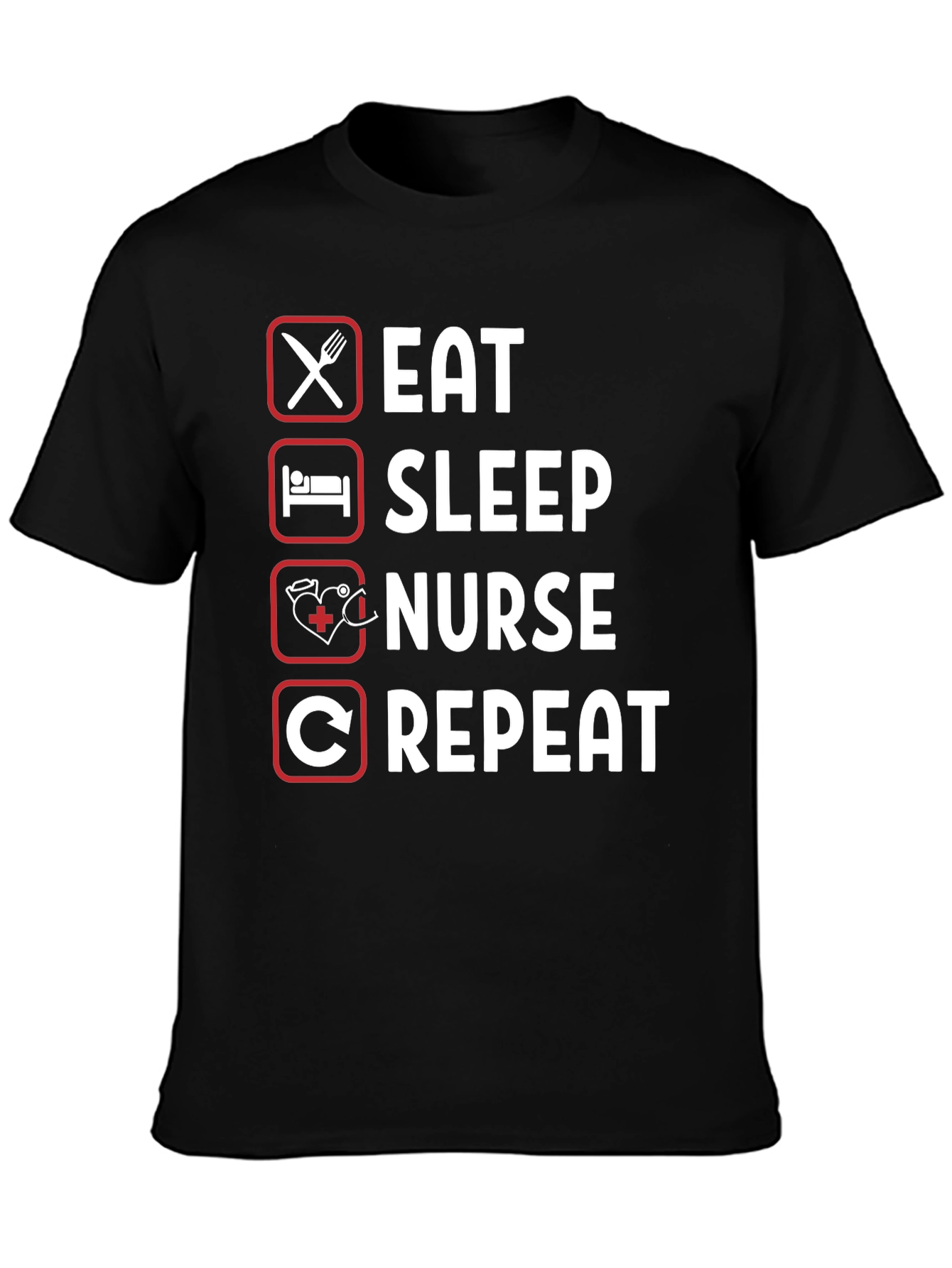 Black Eat Sleep Nurse Repeat Graphic Tee view 3