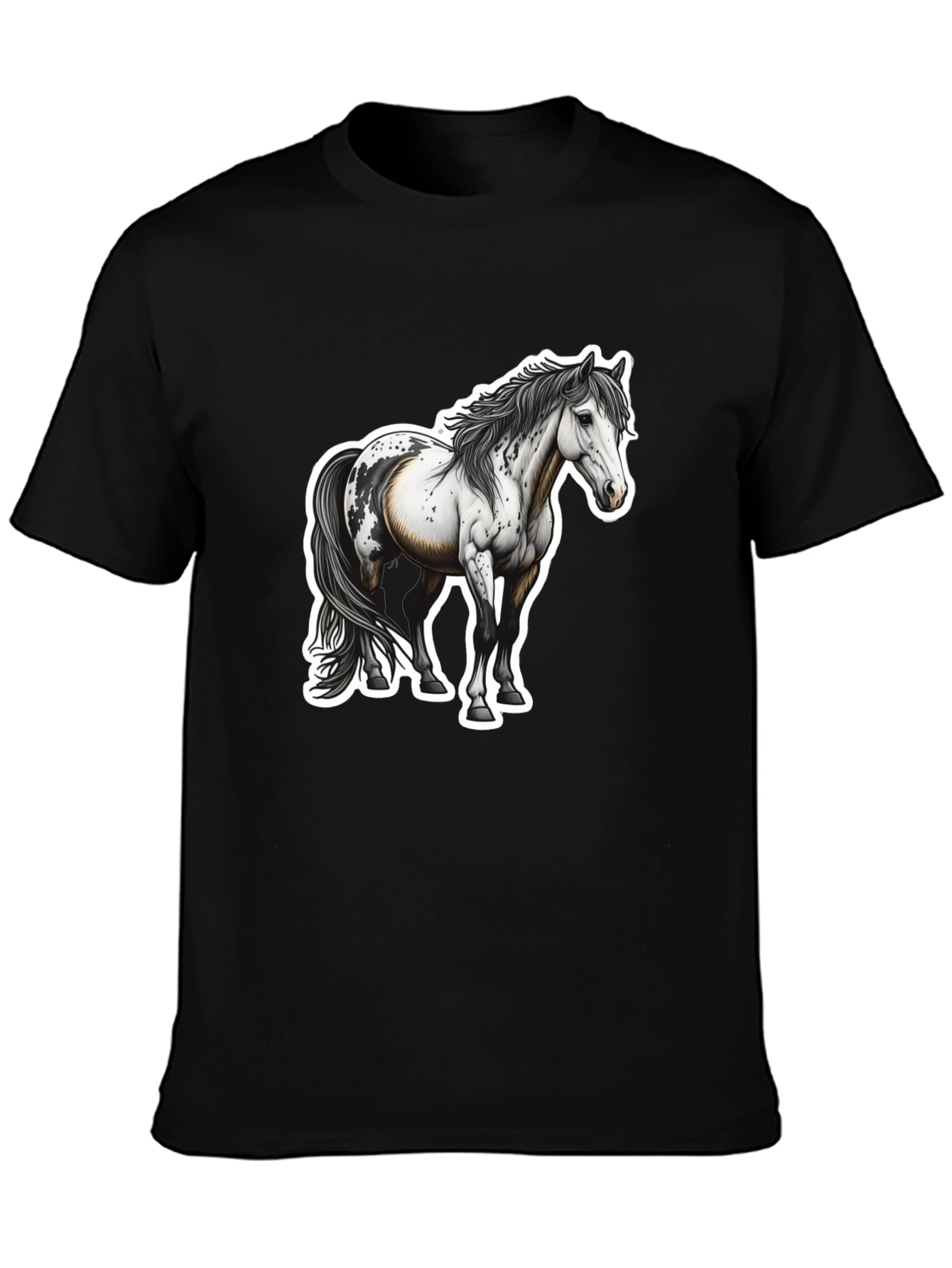 Horse Graphic Black Tee for Men - 3