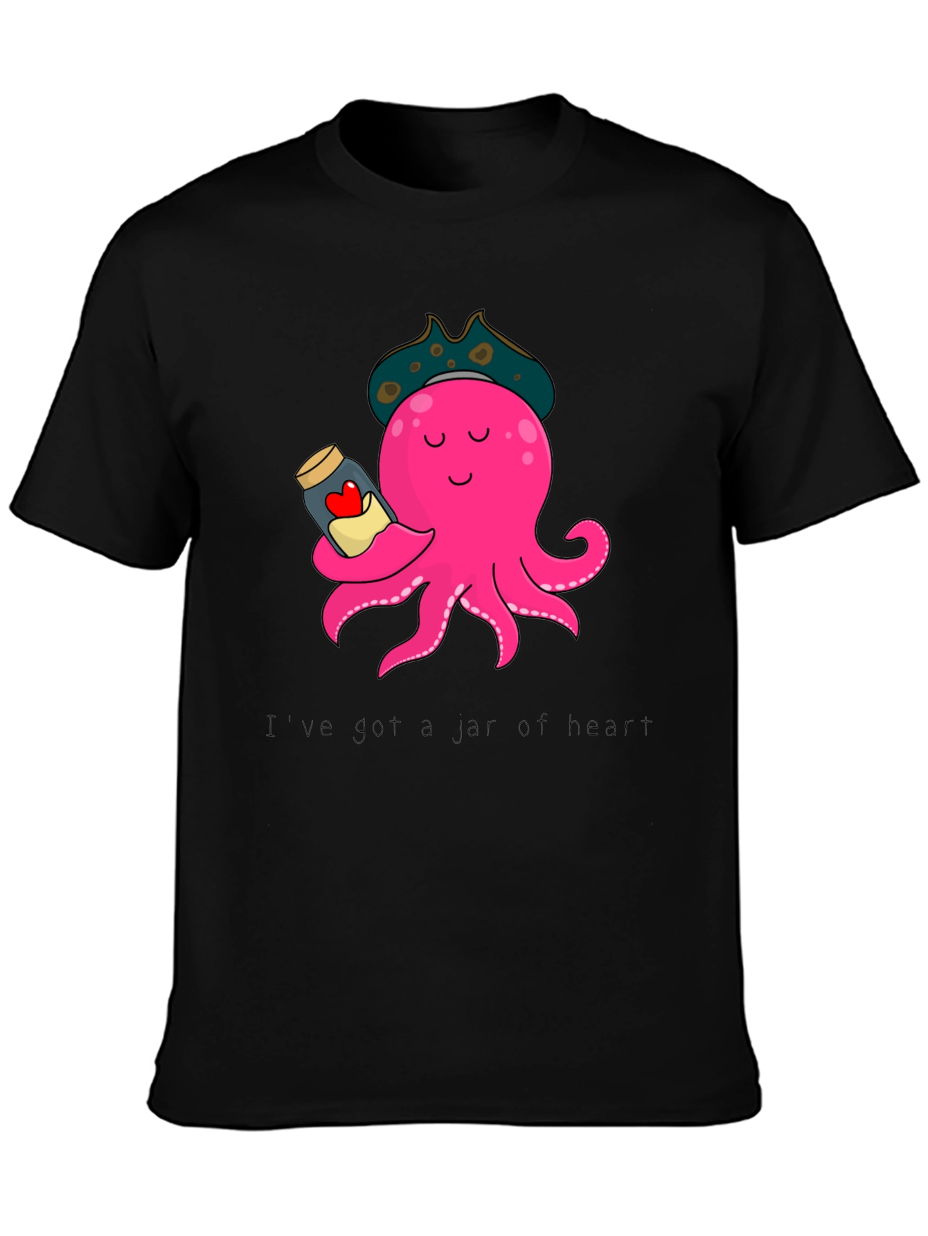 Black Pirate Octopus 'Jar of Hearts' T-Shirt view 3