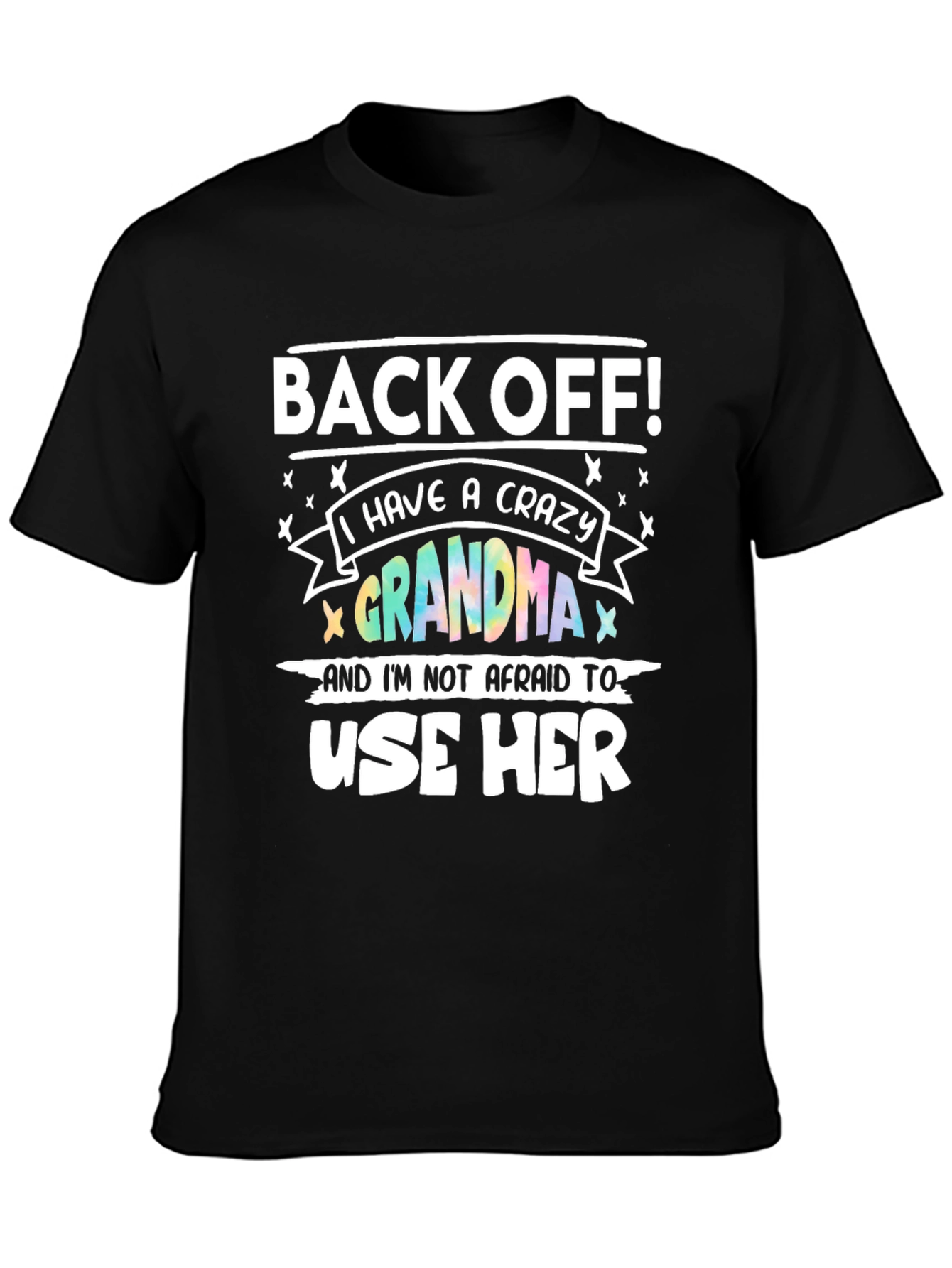 Black Crazy Grandma T-Shirt - Protective Grandchild Apparel view 3
