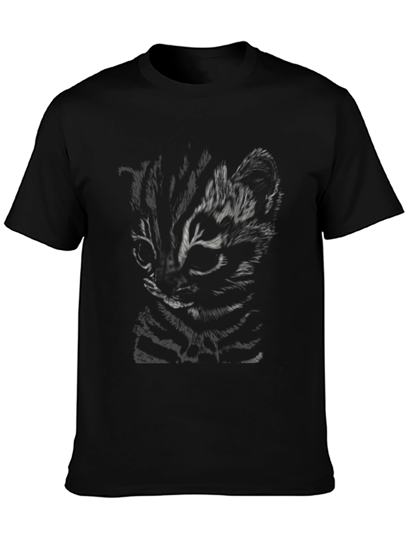 Black Kitten Sketch Graphic Tee - Soft Cotton Blend view 3