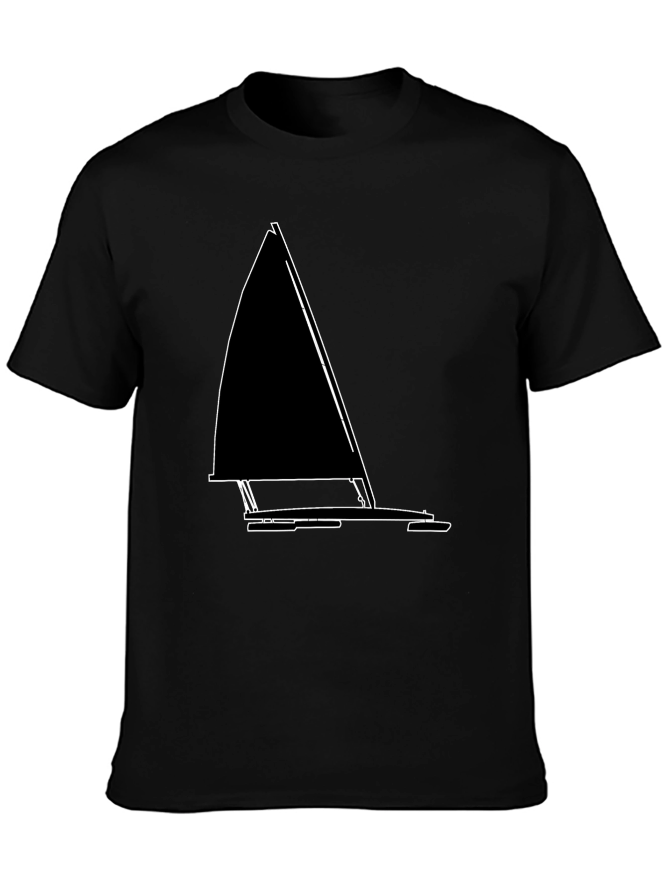 Black Sailboat Outline T-Shirt - Nautical Style view 3