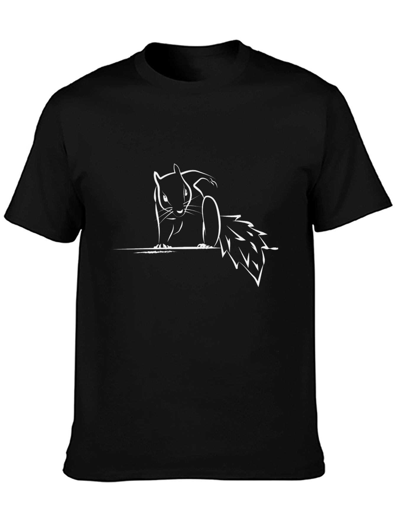 Black Black T-Shirt with White Squirrel Graphic view 3