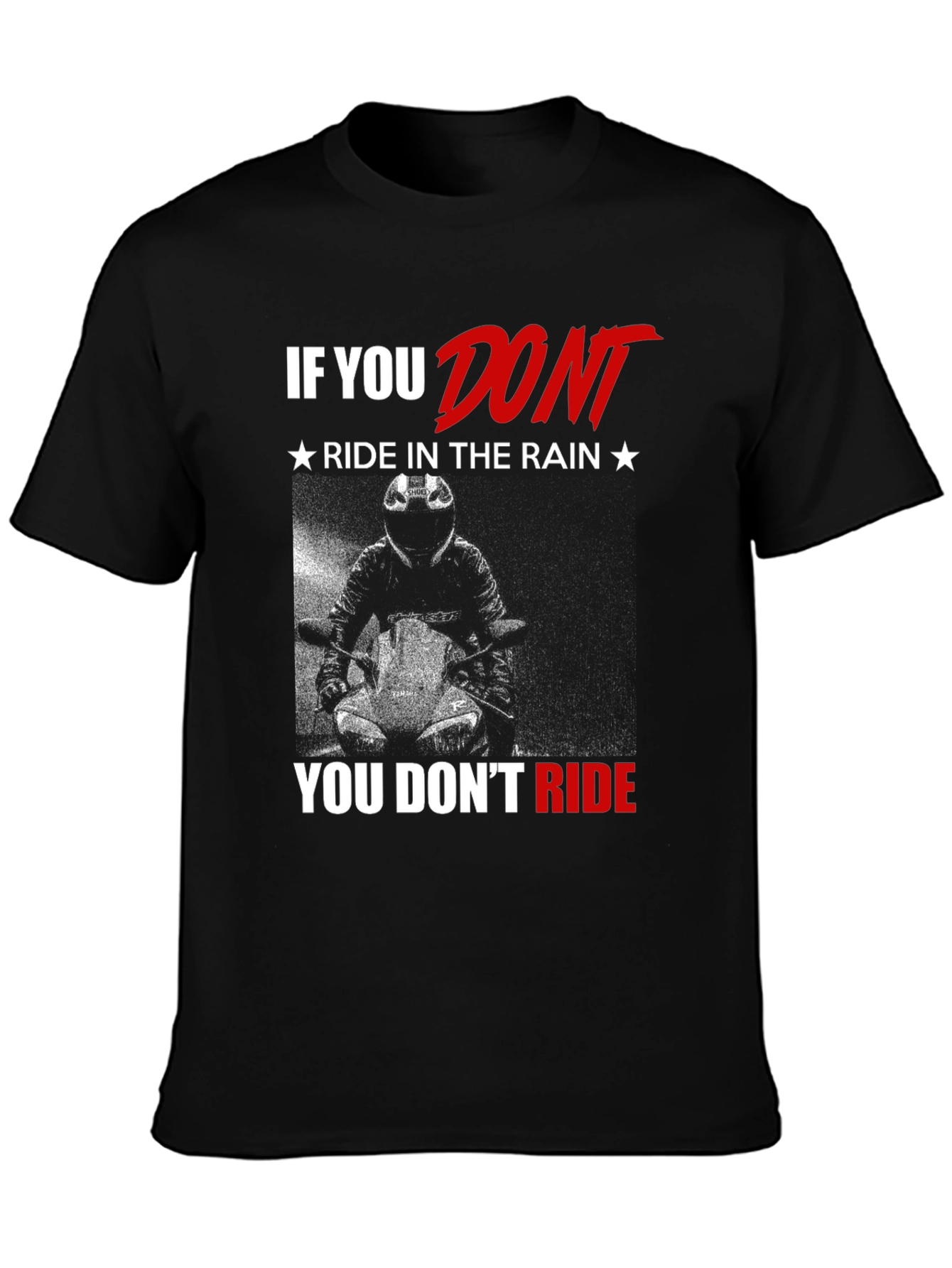 Black Riding in the Rain T-Shirt - Motorcycle Biker Tee view 3