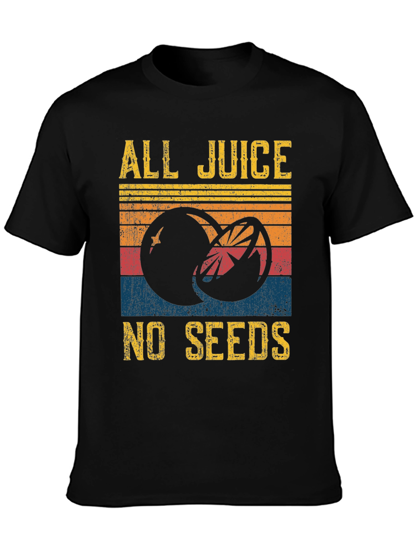 Black All Juice No Seeds Graphic Tee - Retro Fruit Design view 3