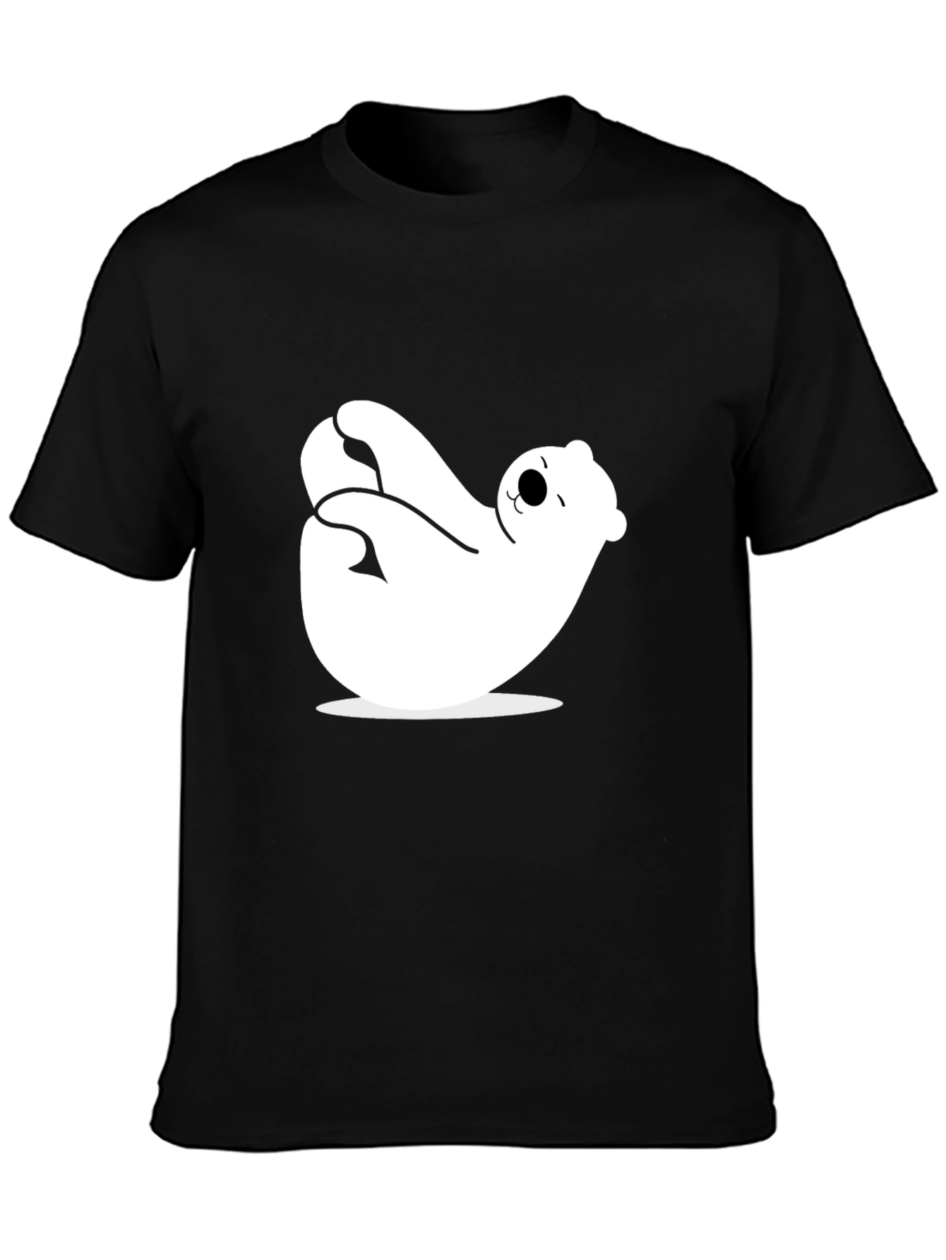 Black Relaxing Polar Bear Black Graphic Tee view 3