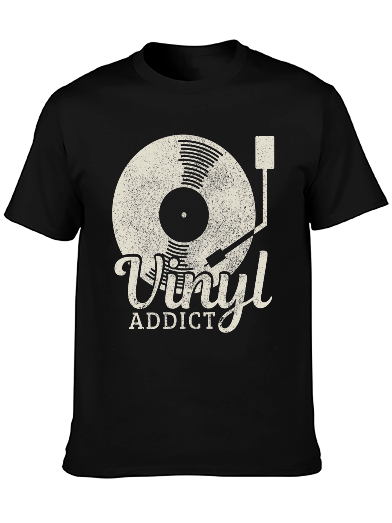 Black Vinyl Addict T-Shirt Retro Style Music Lover Tee view 3