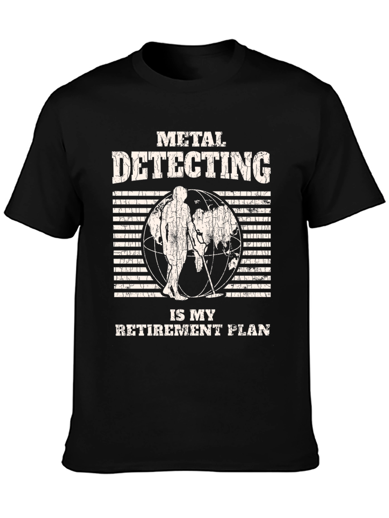 Black Metal Detecting Retirement Plan T-Shirt view 3