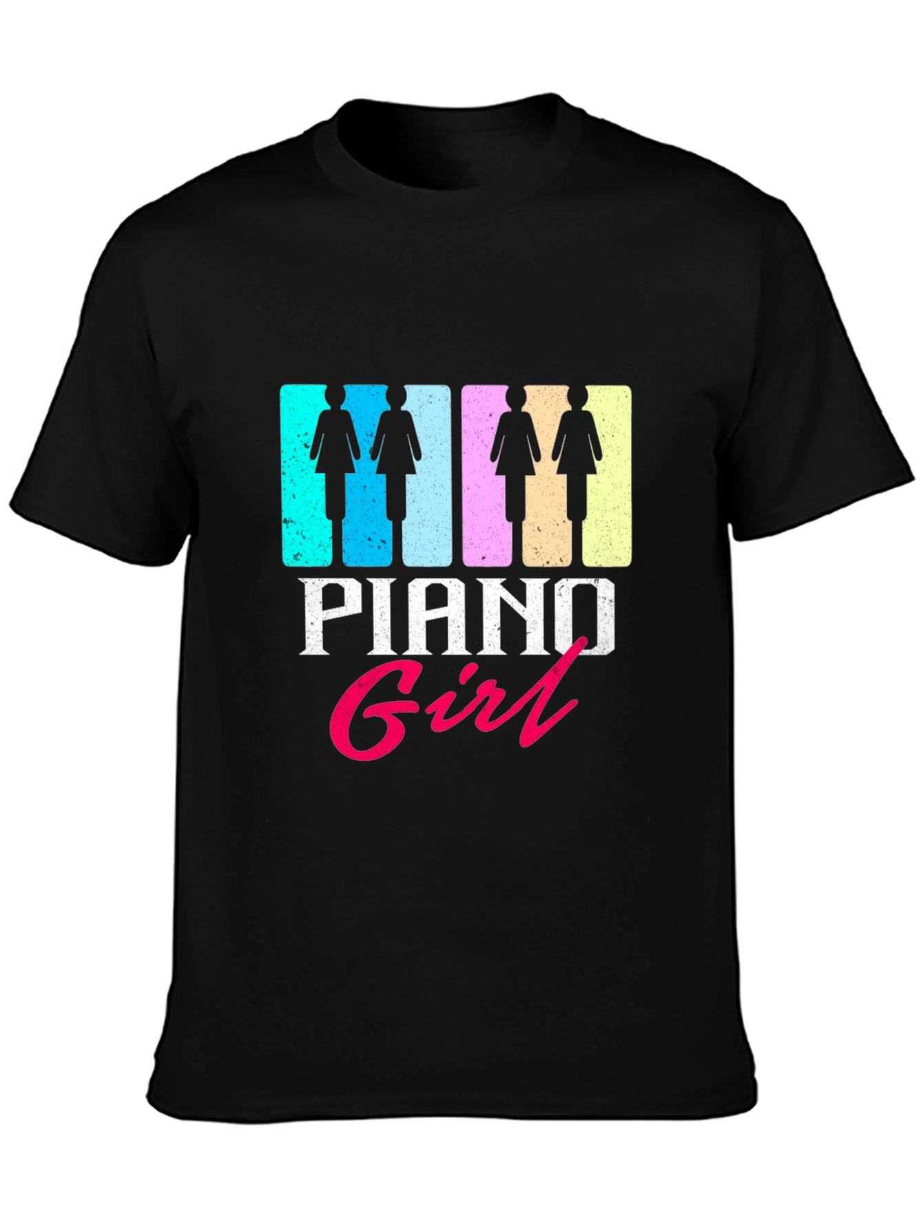 Black Piano Girl Graphic T-Shirt - Trendy Music Lover Tee view 3