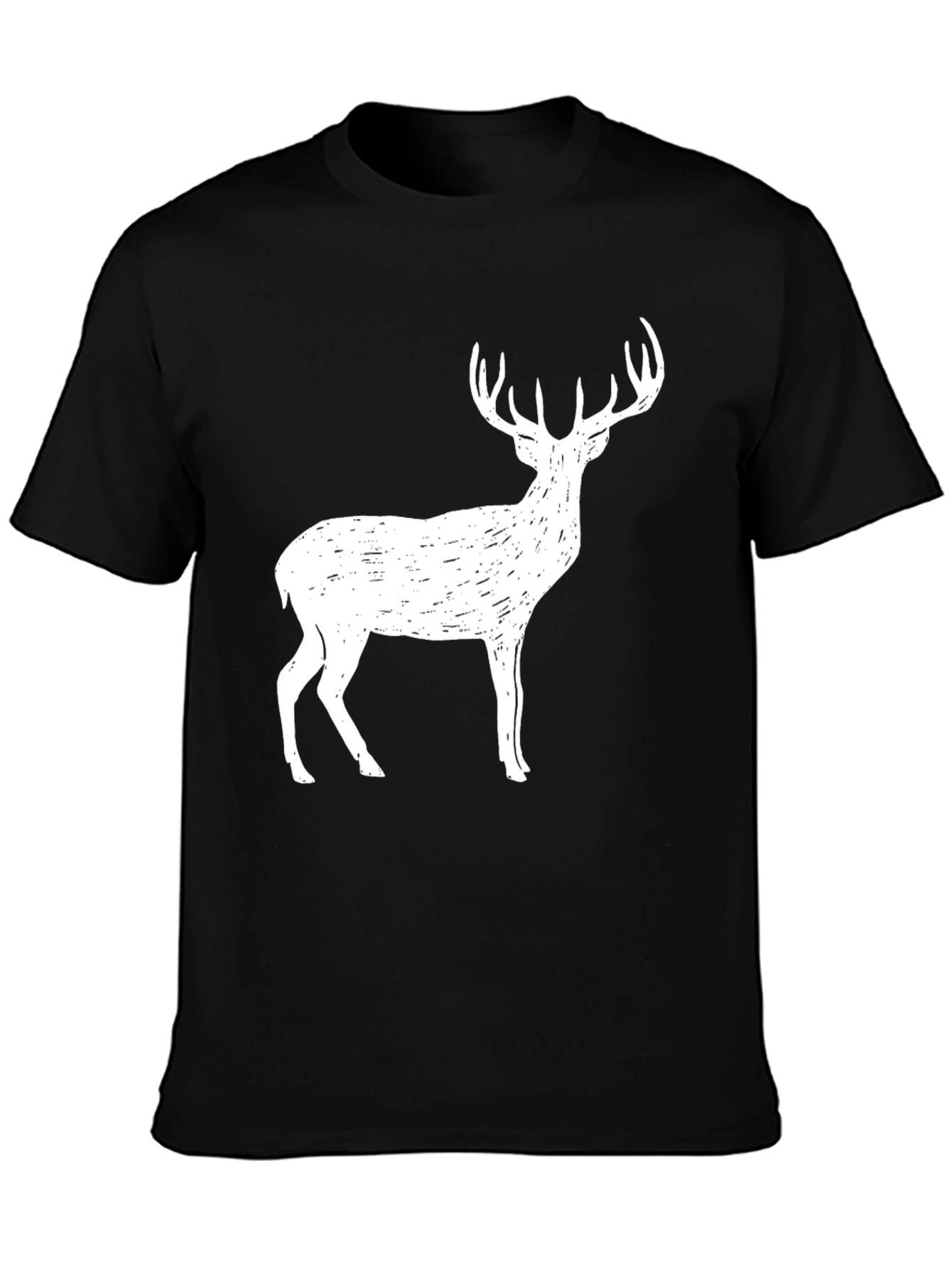 Black Men's Deer Graphic Tee - Black Casual Shirt view 3