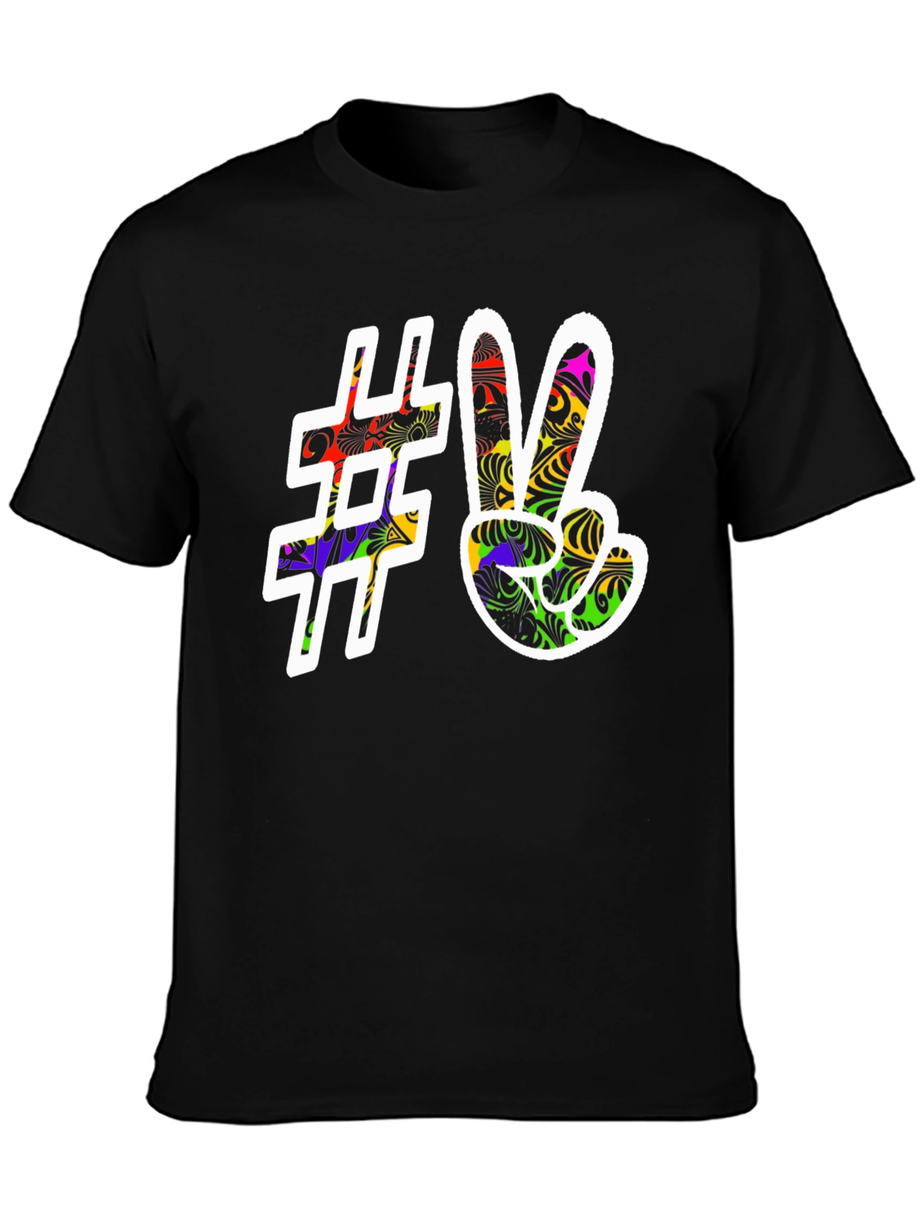 Black Peace Sign Graphic Tee - Black view 3