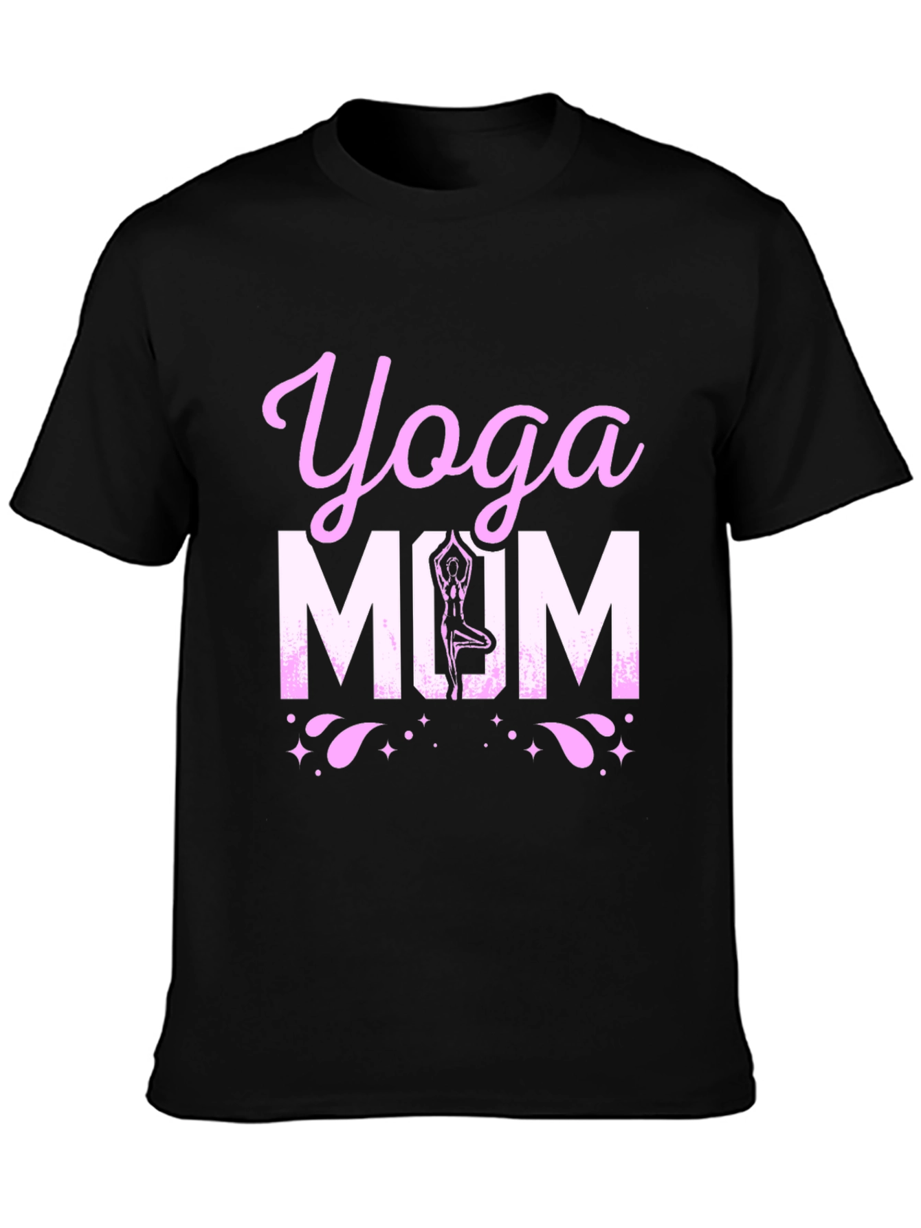 Black Yoga Mom Black Graphic T-Shirt view 3