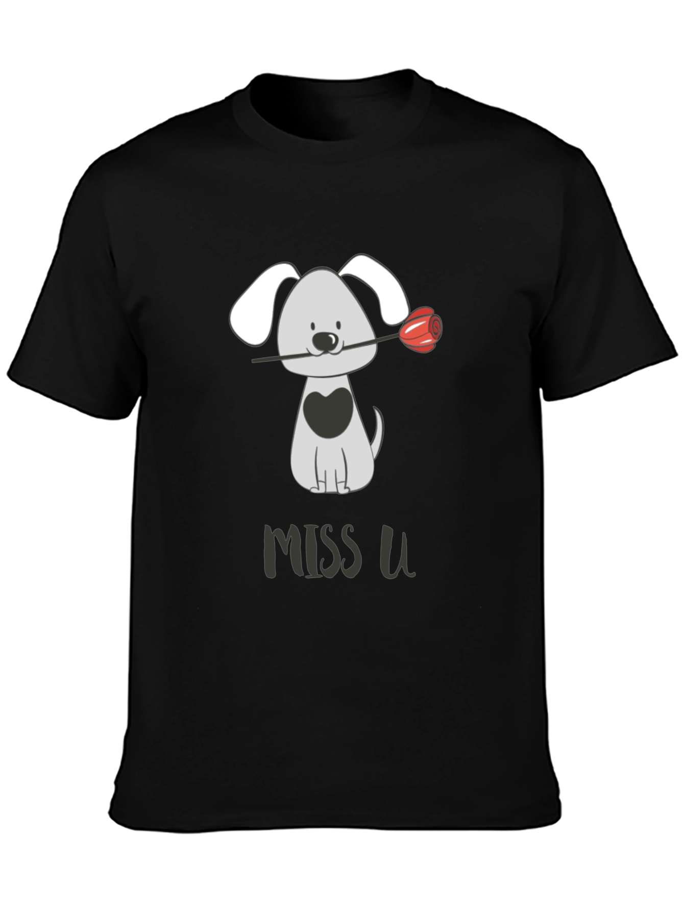 Black Miss U Dog Graphic Tee - Cute Casual Style view 3