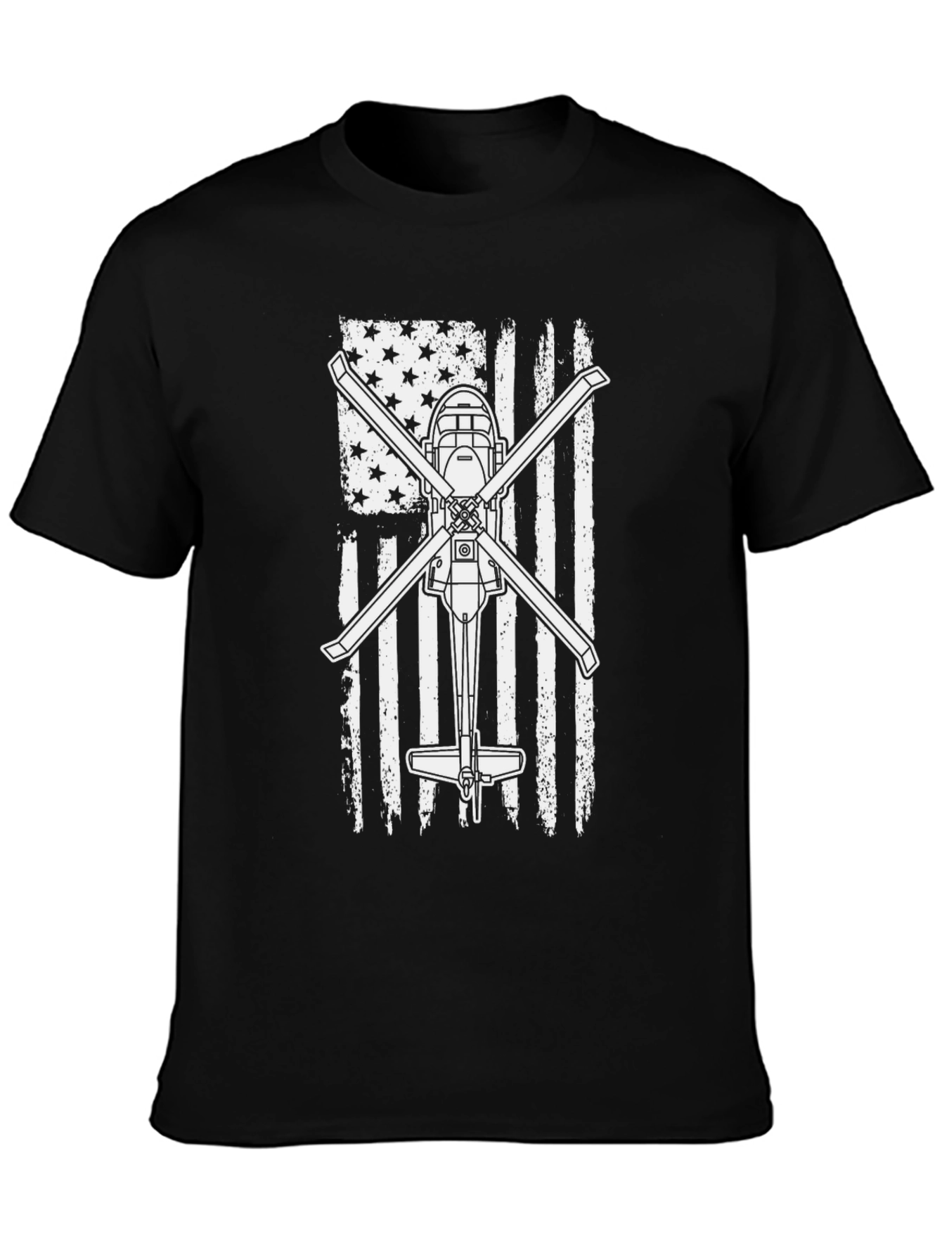 Black Helicopter American Flag Graphic Tee view 3