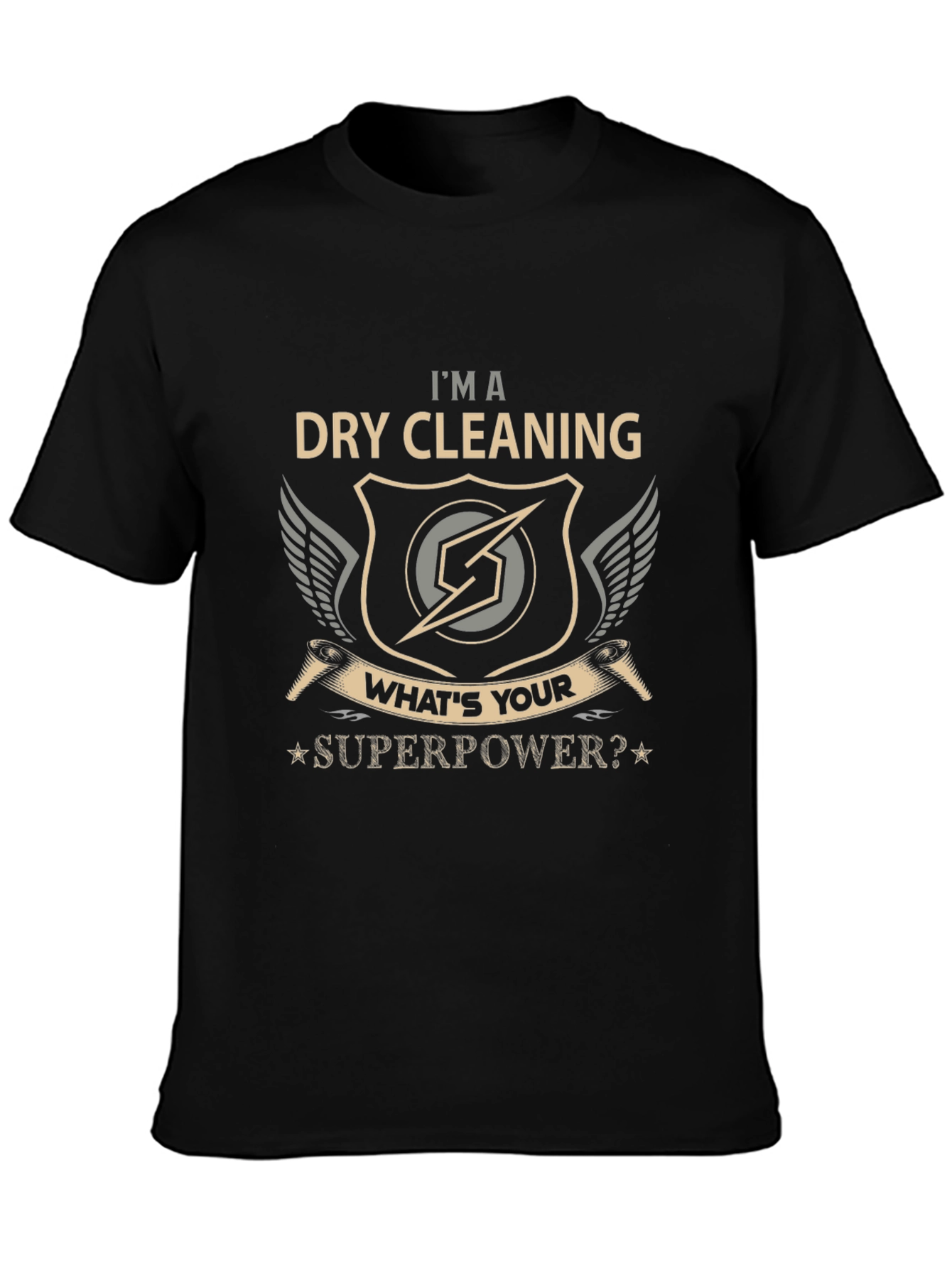 Black Dry Cleaning Superpower Tee - Novelty Graphic T-Shirt view 3