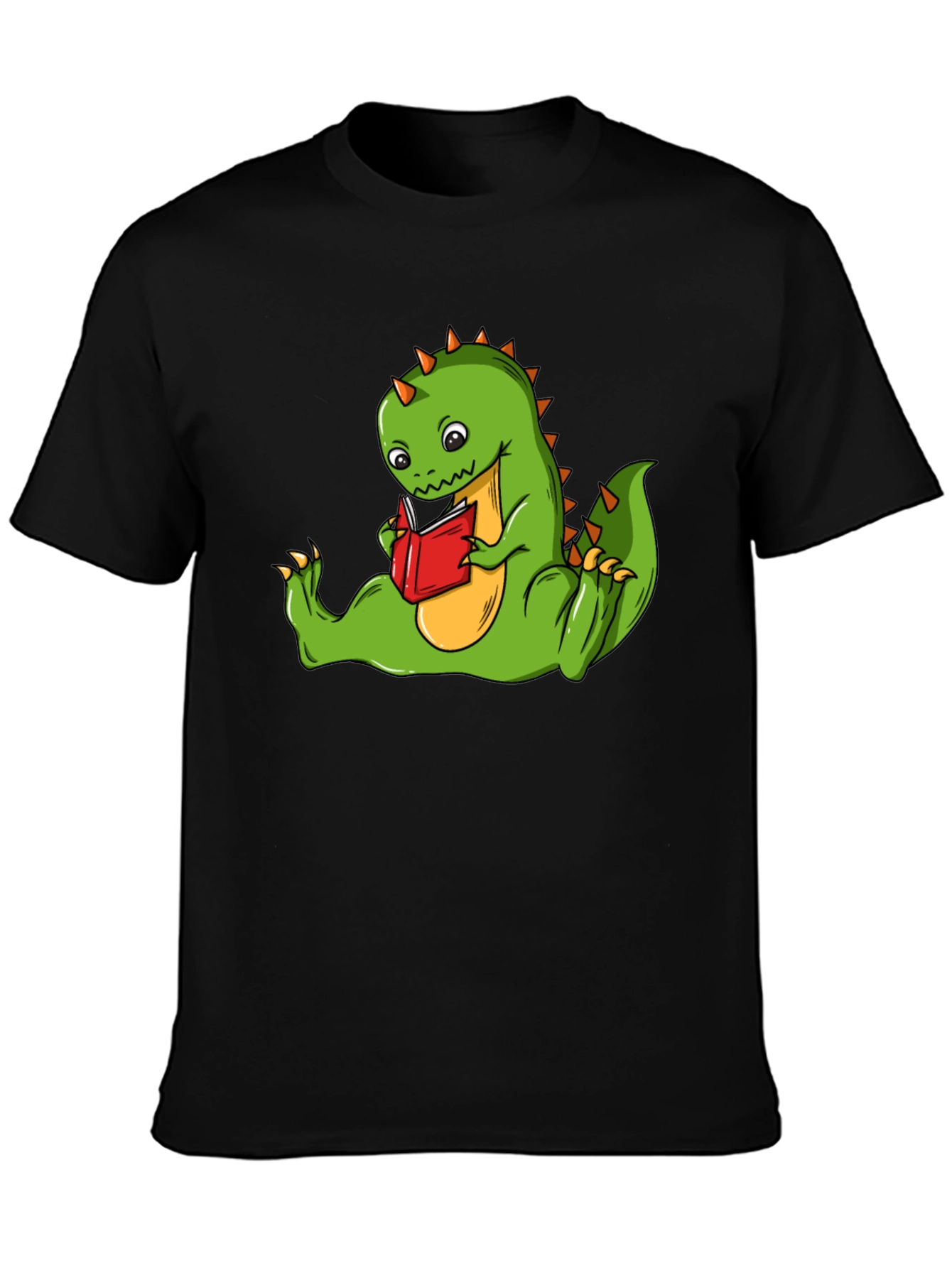 Black Dinosaur Reading Book T-Shirt - Fun Graphic Tee view 3
