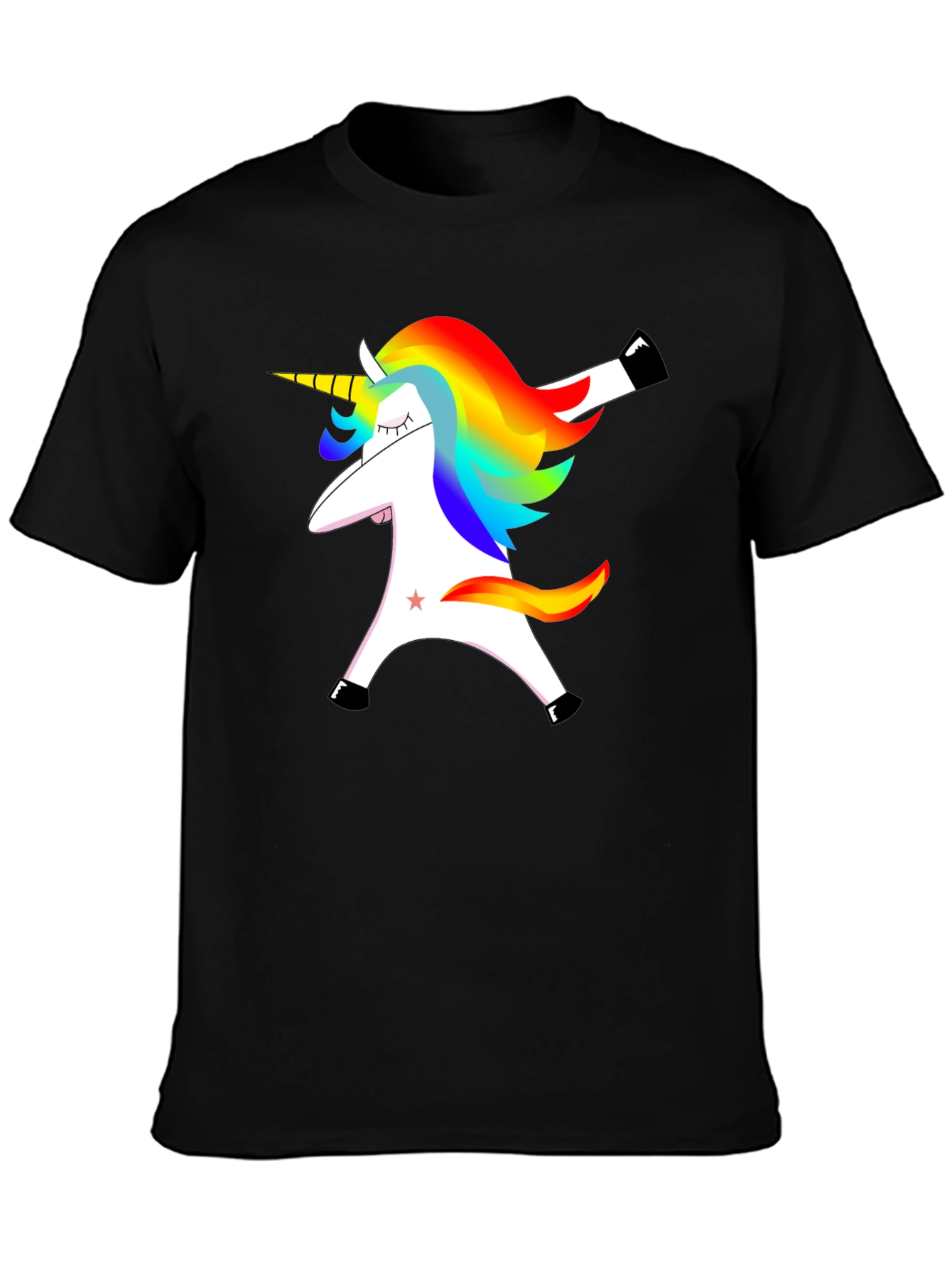 Black Dabbing Unicorn Graphic Tee - Black Cotton T-Shirt view 3
