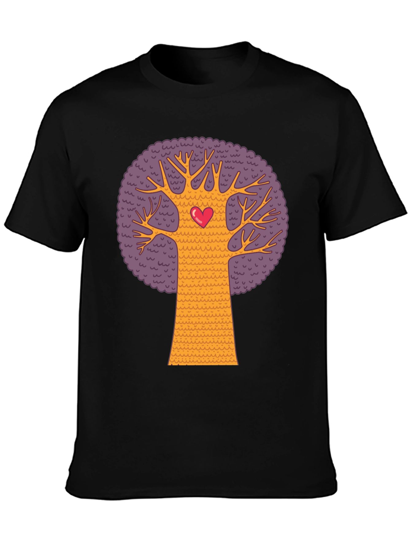 Black Heart Tree Graphic Tee - Black Cotton Blend T-Shirt view 3