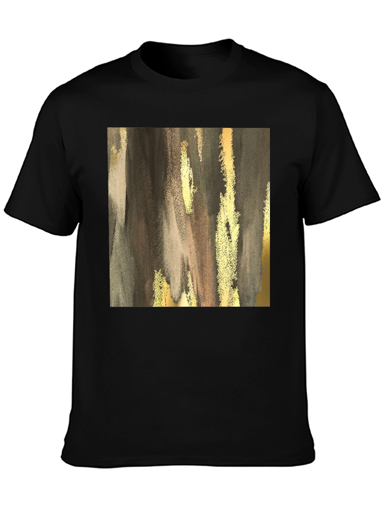 Black Abstract Gold & Gray Graphic Tee view 3