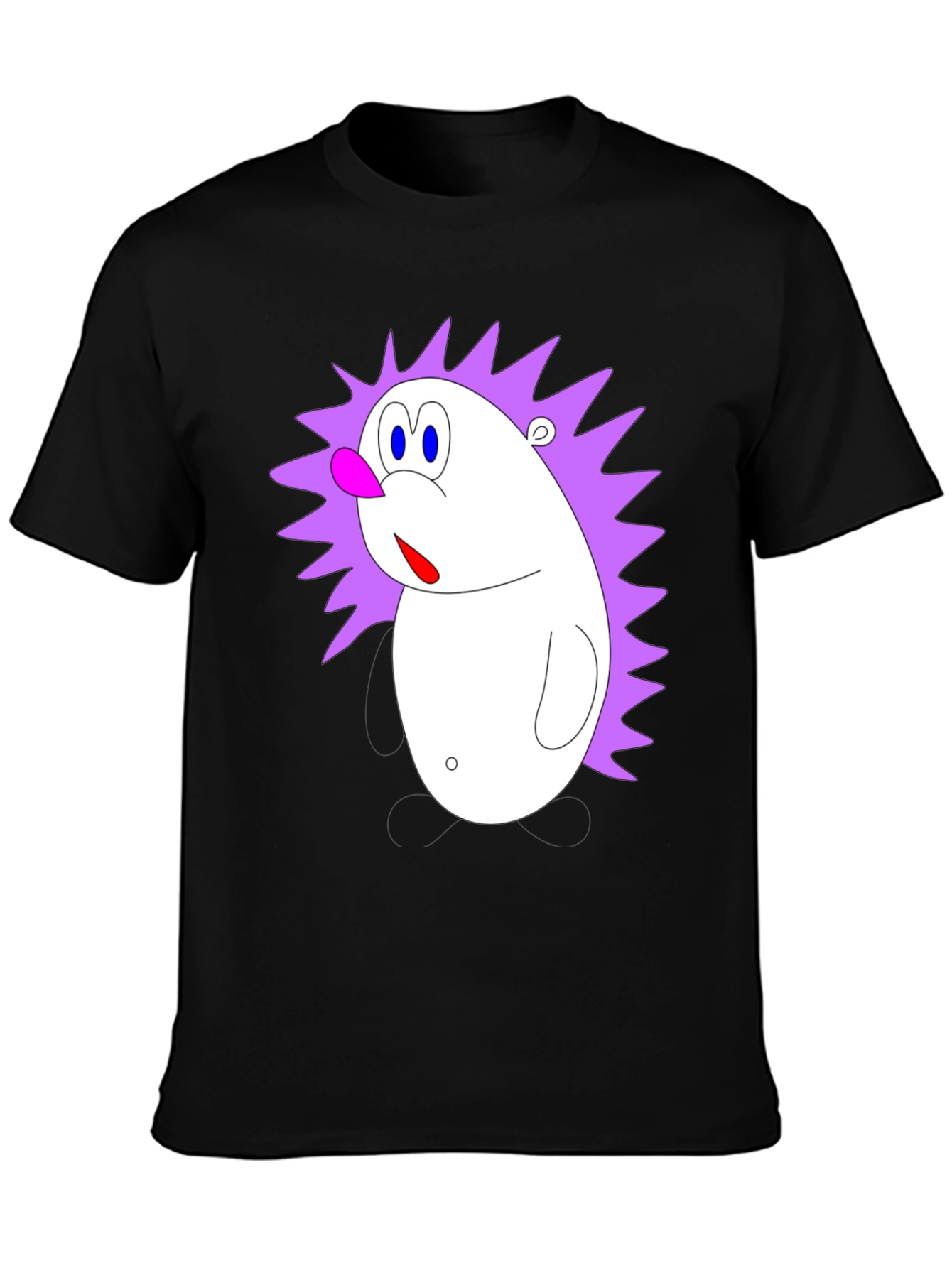 Black Cartoon Hedgehog Graphic Black T-Shirt view 3