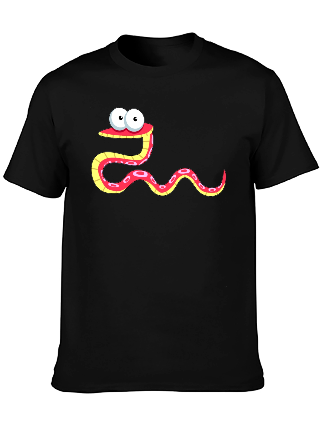 Black Cartoon Snake Graphic Tee - Black Cotton Shirt view 3