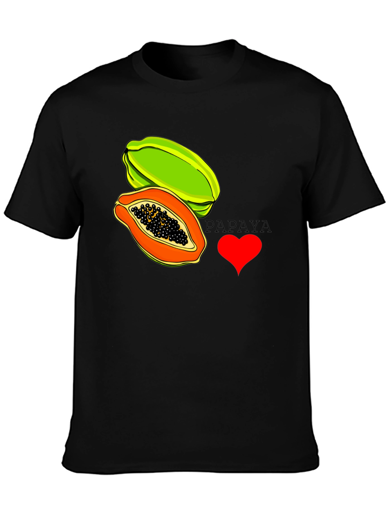 Black I Love Papaya Graphic T-Shirt - Fruit Lover Tee view 3
