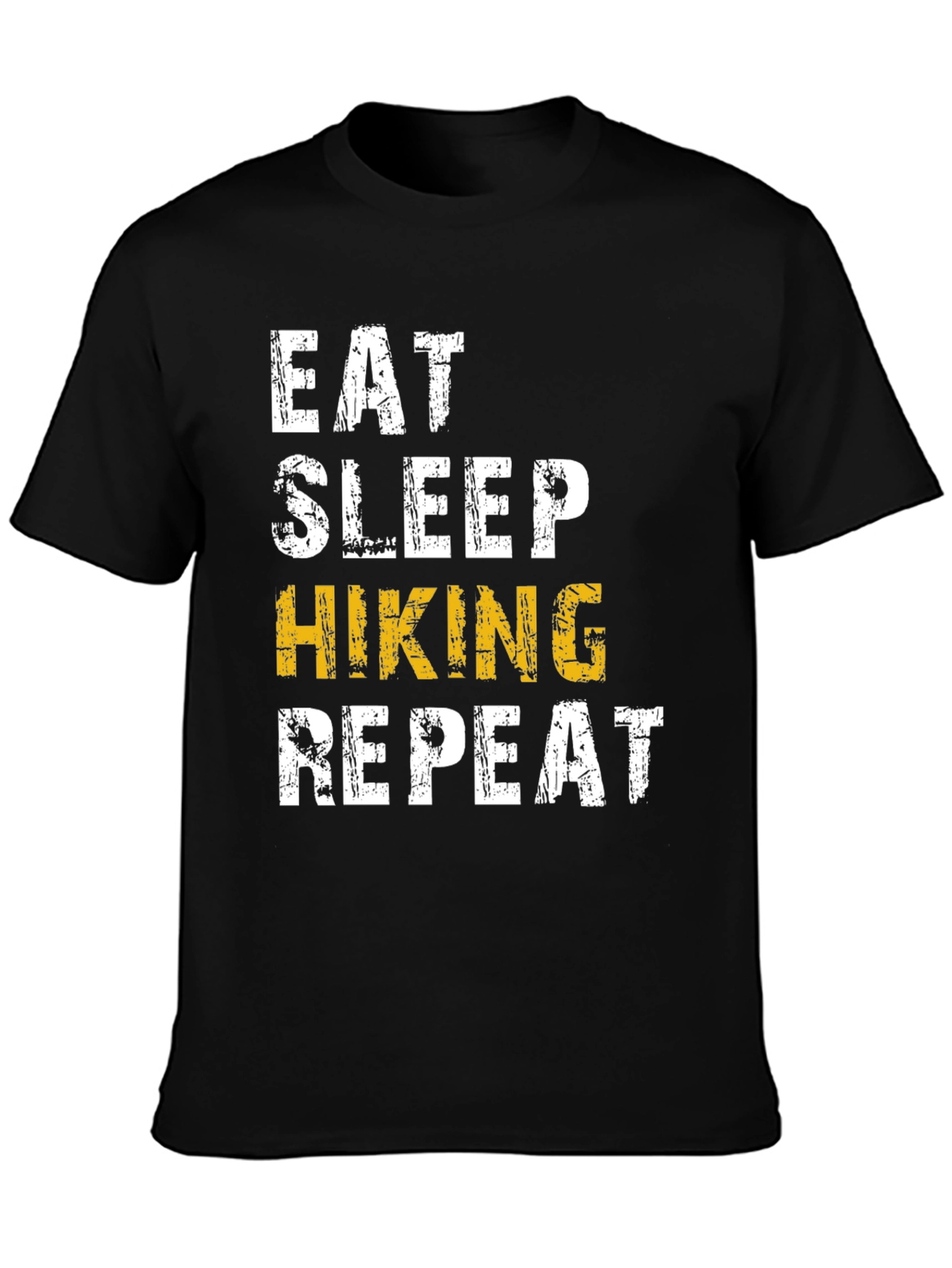 Black Eat Sleep Hiking Repeat T-Shirt - Black Cotton Tee view 3