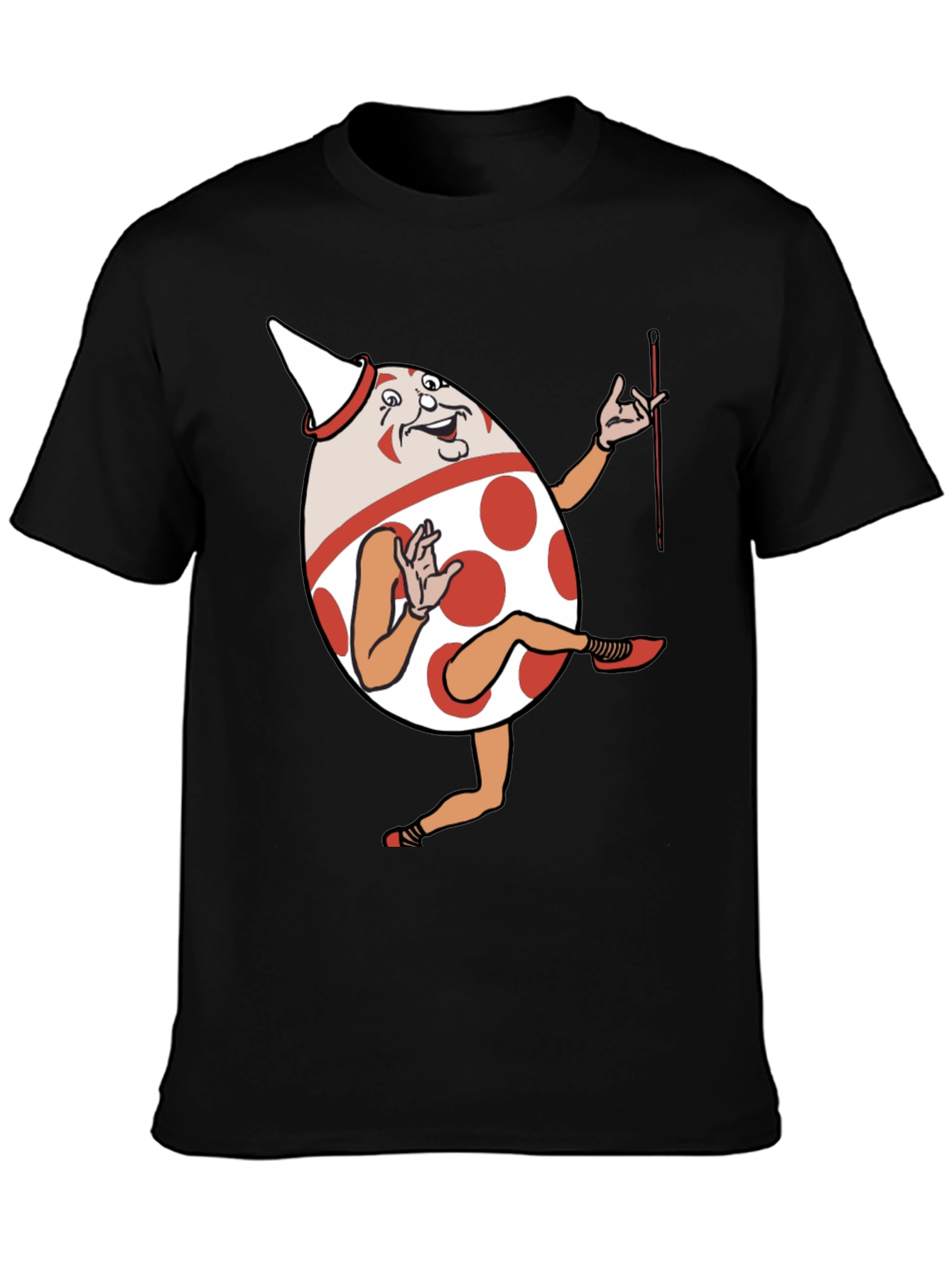 Black Funny Egg Cartoon Character Graphic T-Shirt view 3