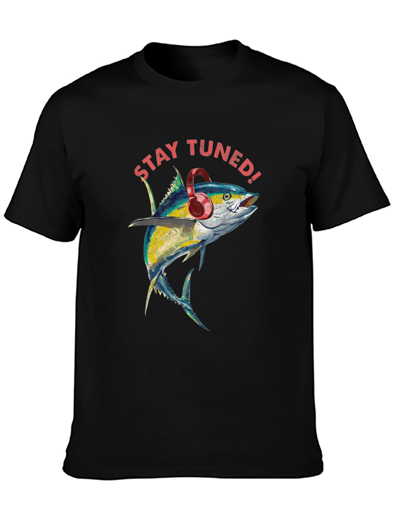 Black Stay Tuned Fish Graphic Tee view 3