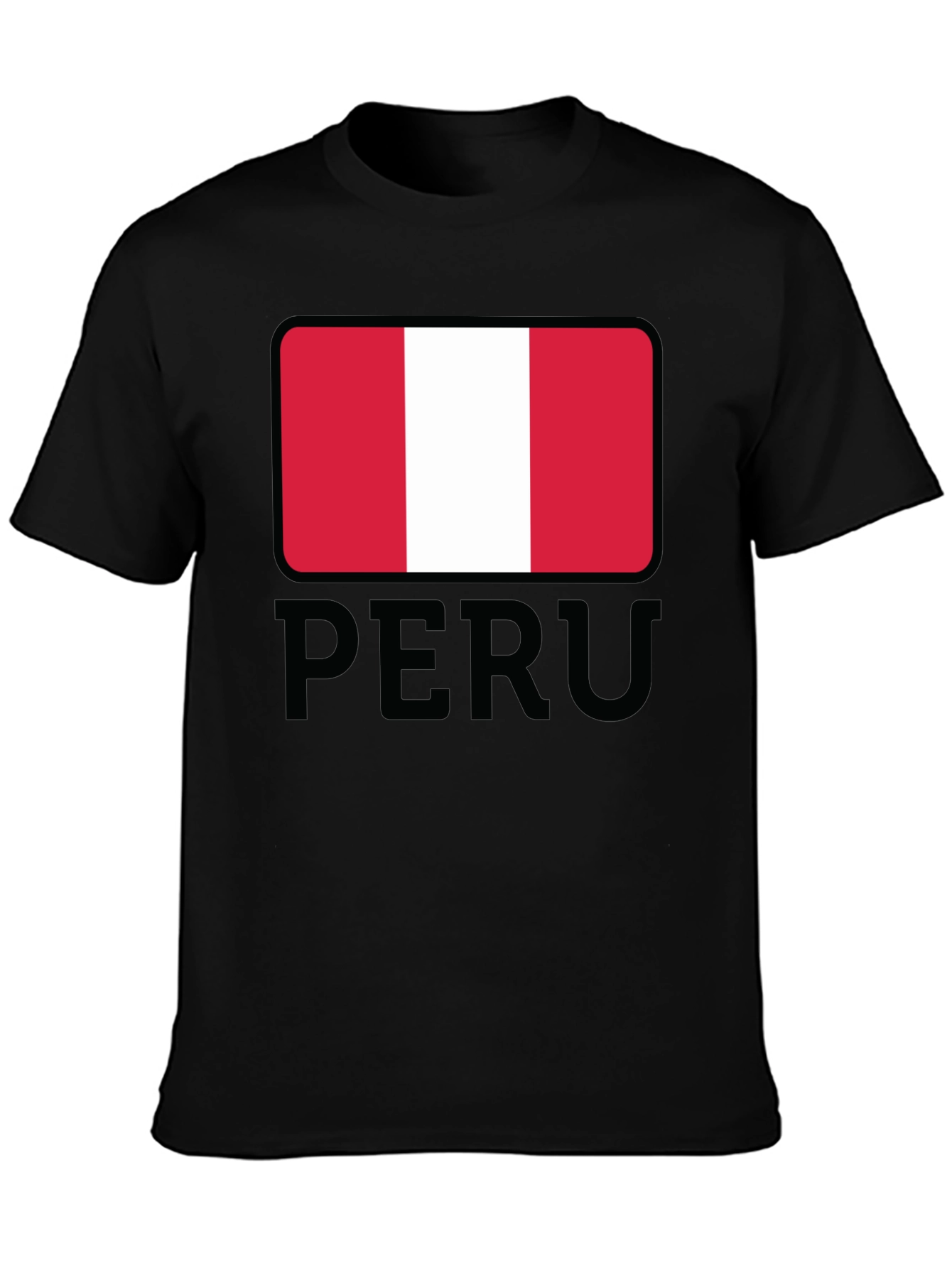 Peru Flag Graphic Tee - Black Cotton T-Shirt - 3
