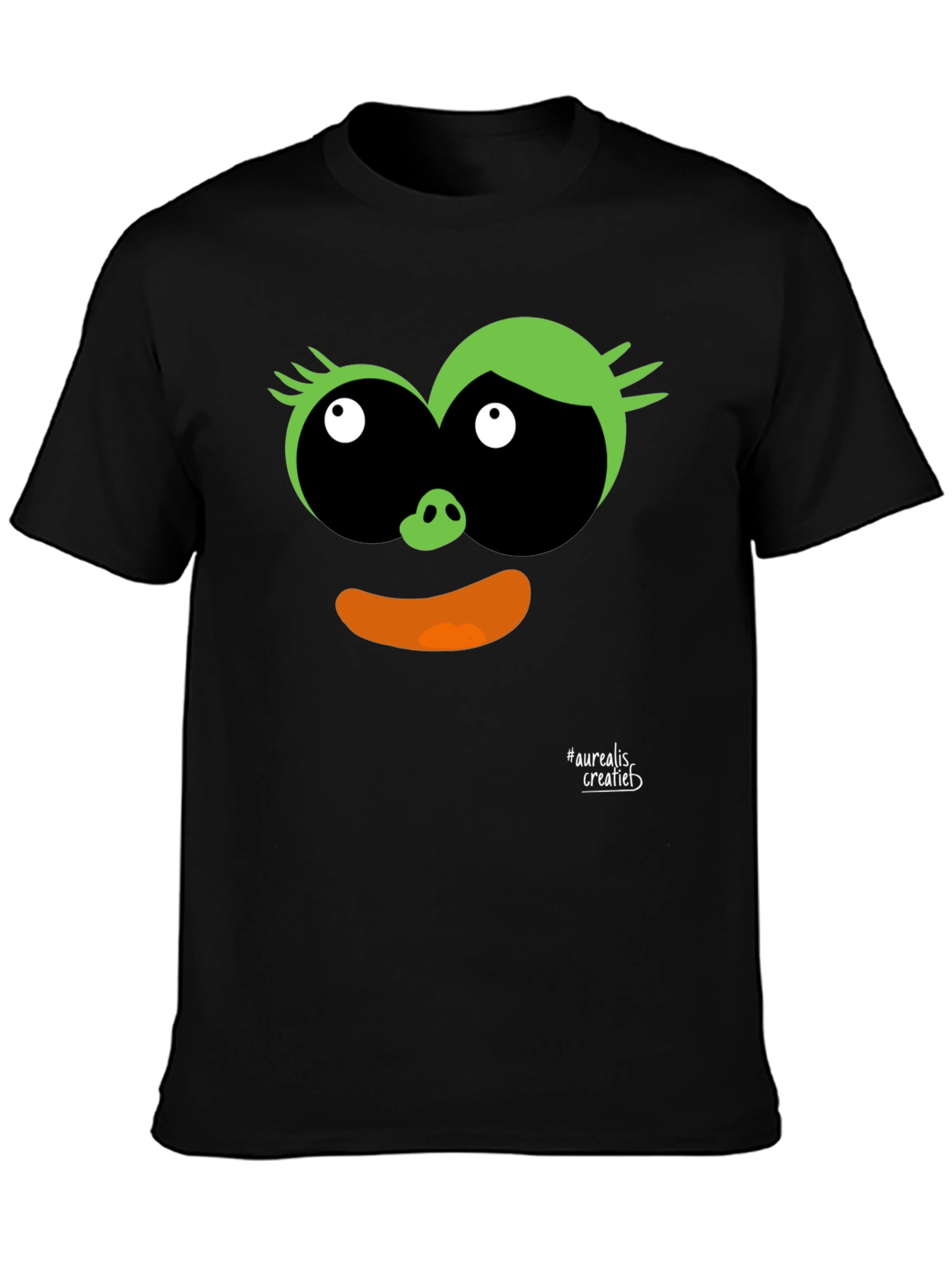 Black Fun Cartoon Face Black T-Shirt view 3