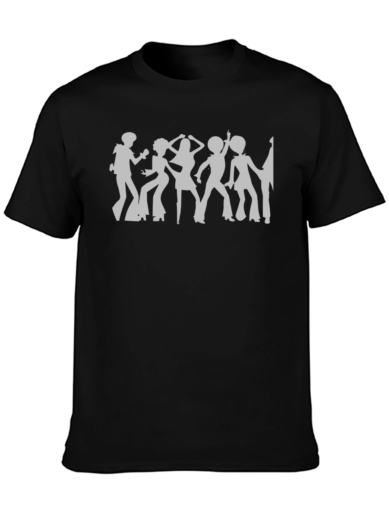 Black Retro Disco Dance Silhouette Black T-Shirt view 3