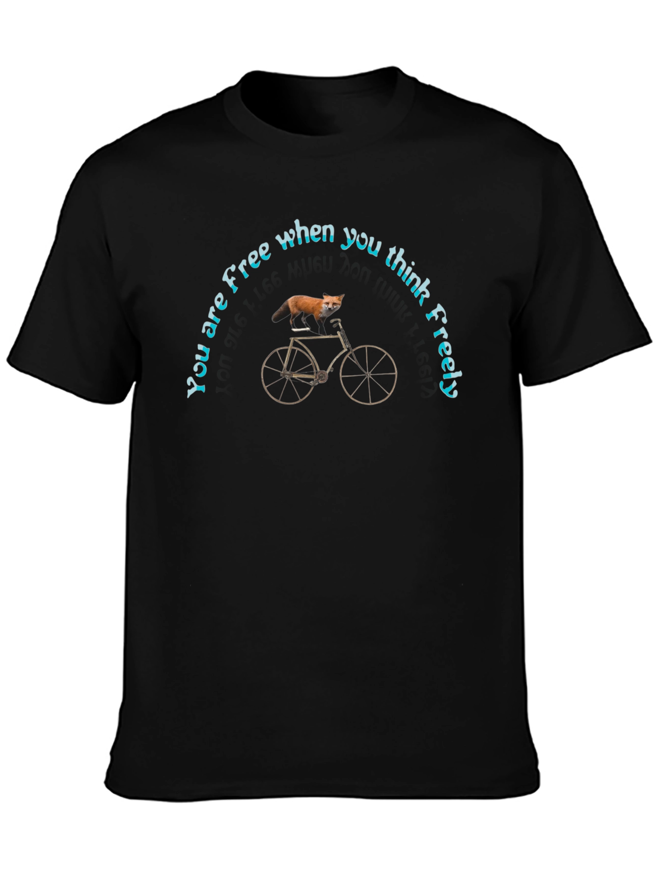 Black Free Thinker Fox Bicycle Graphic T-Shirt view 3