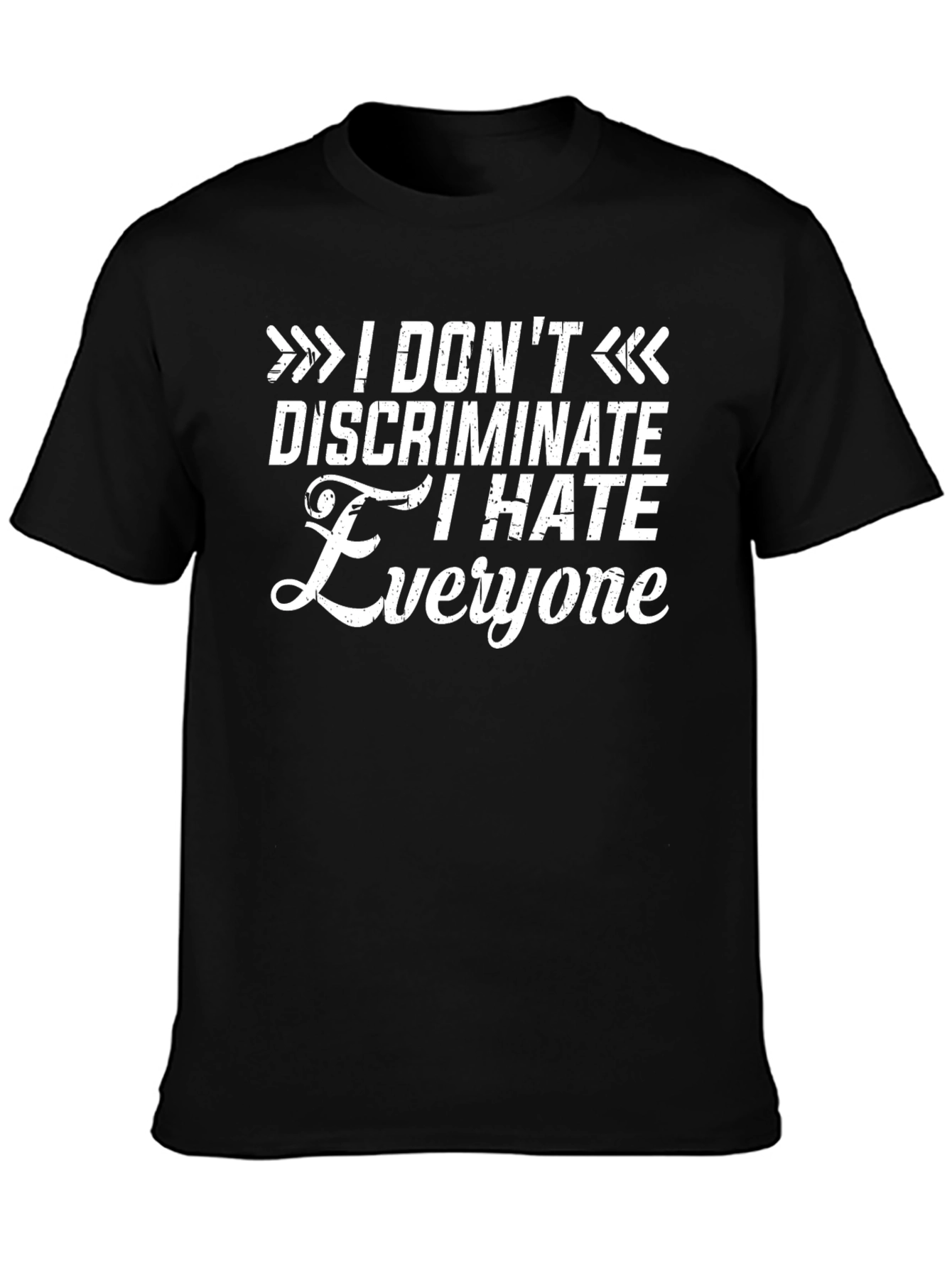 Black I Hate Everyone Black Graphic T-Shirt view 3