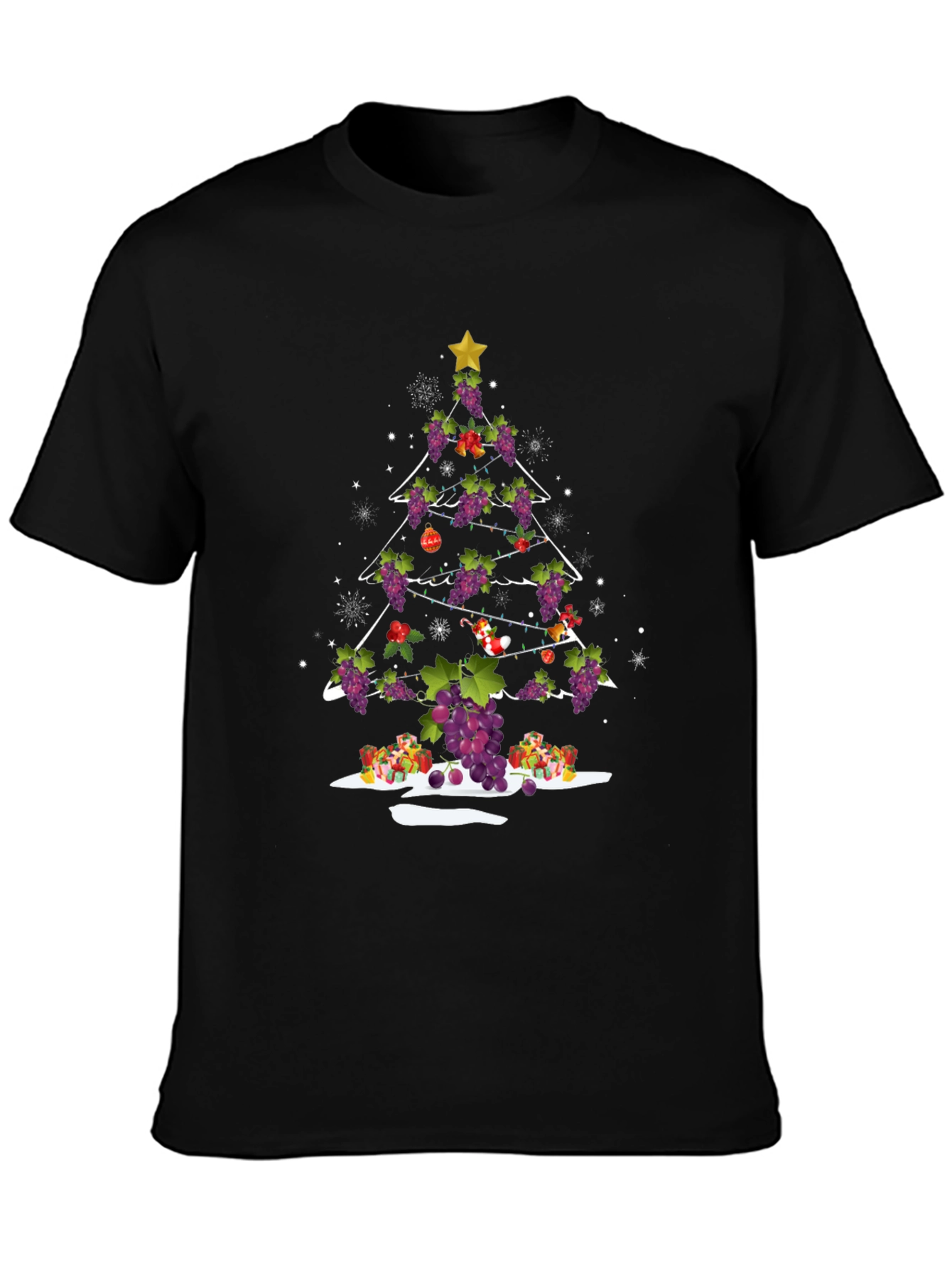 Black Grape Christmas Tree Holiday Graphic Tee view 3