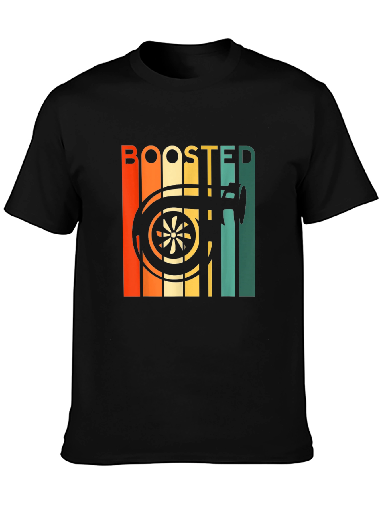 Black Boosted Turbo T-Shirt - Automotive Enthusiast Style view 3