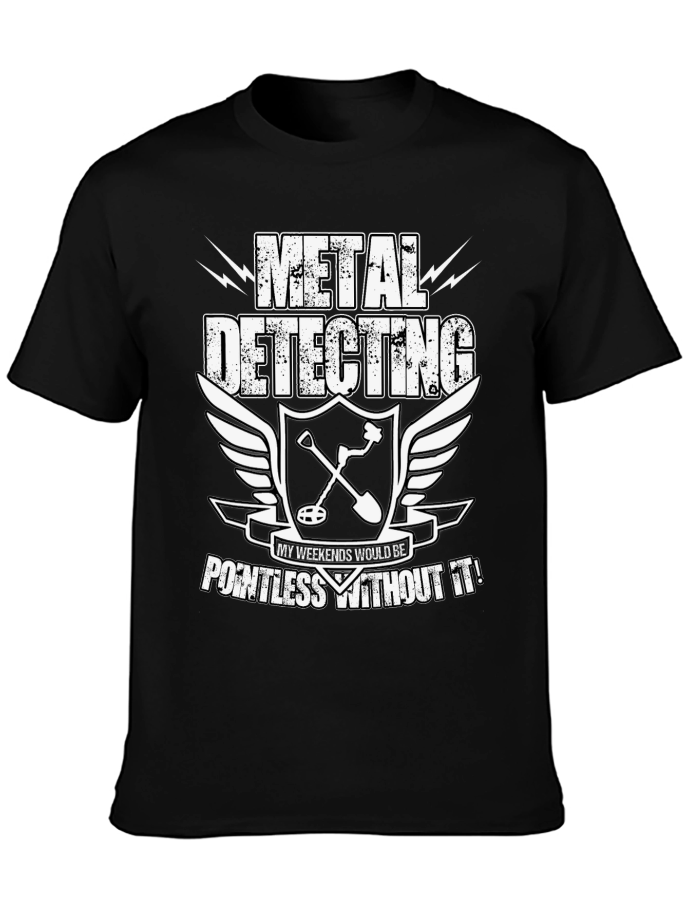 Black Metal Detecting T-Shirt - Pointless Without It! view 3