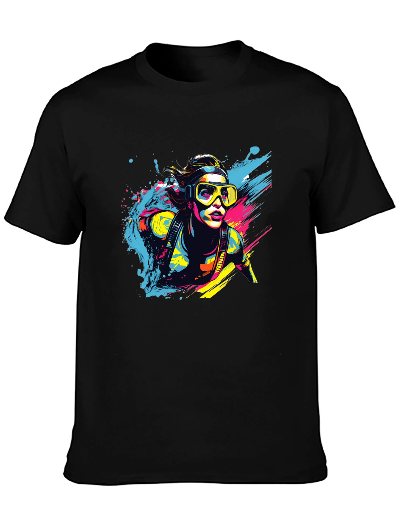 Black Diver Splash T-Shirt - Cool Graphic Tee view 3