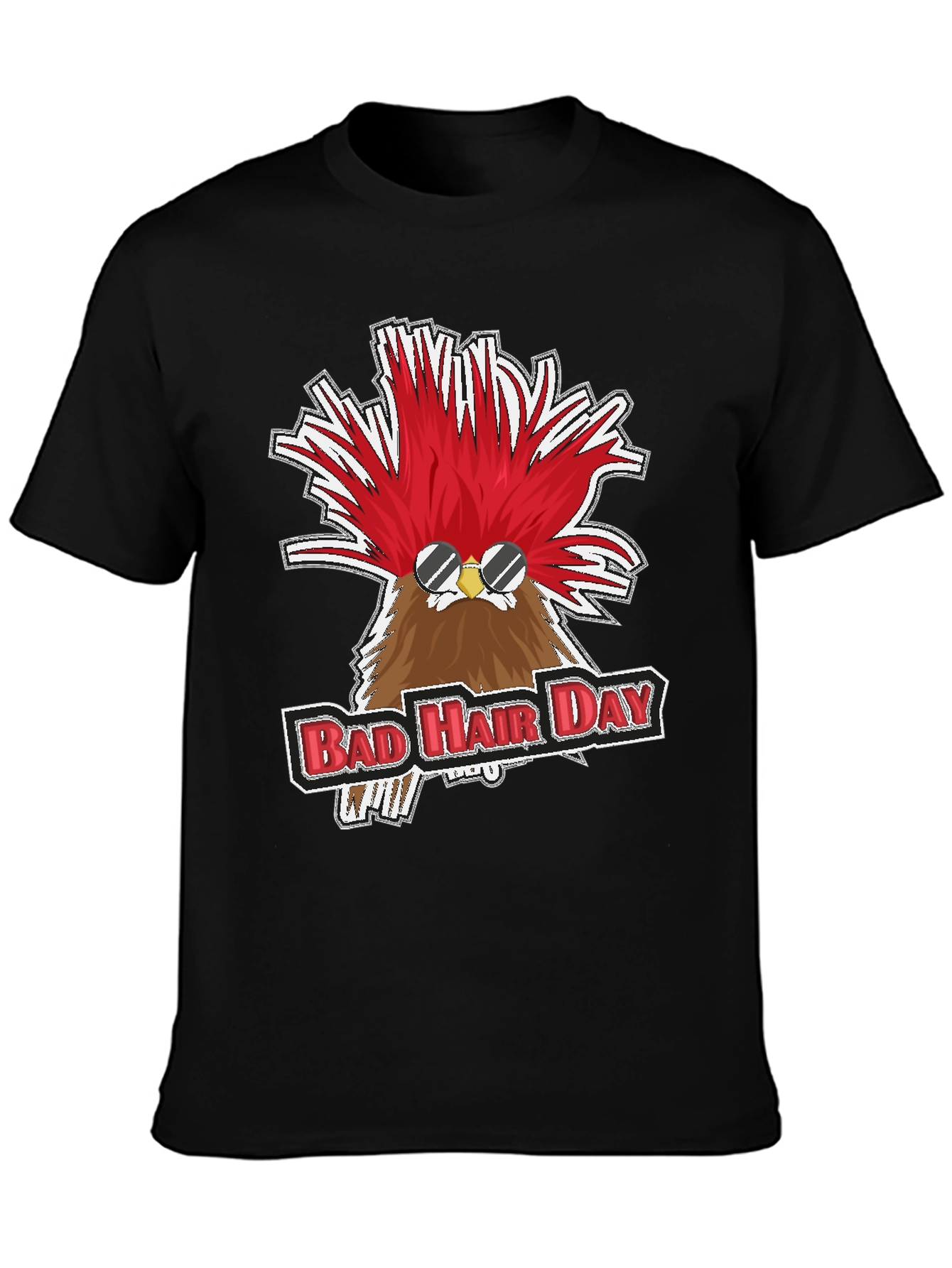 Black Bad Hair Day Chicken Graphic Tee view 3