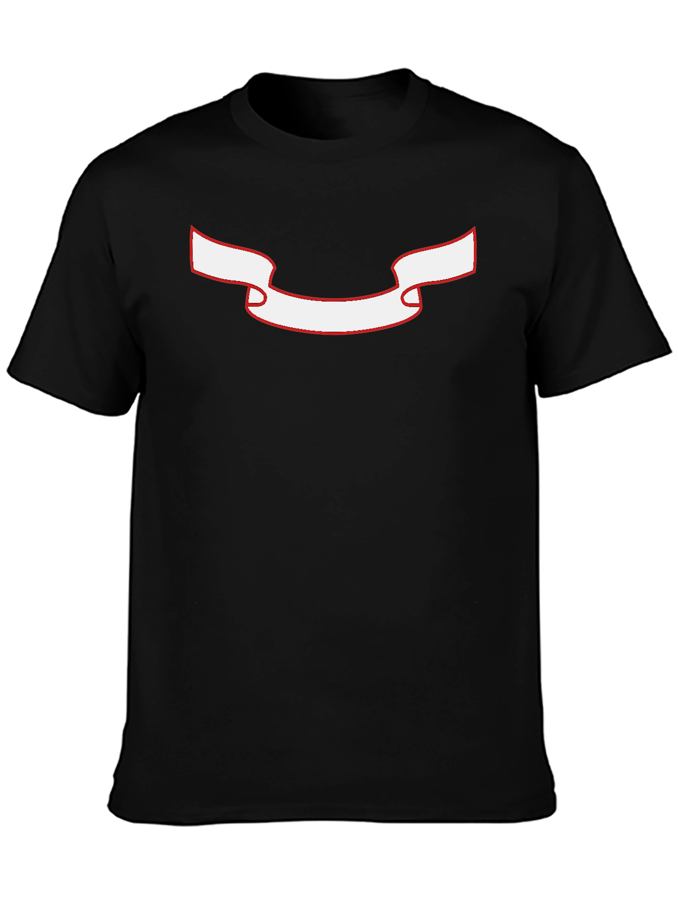 Black Men's Black Graphic Tee with White Banner Design view 3