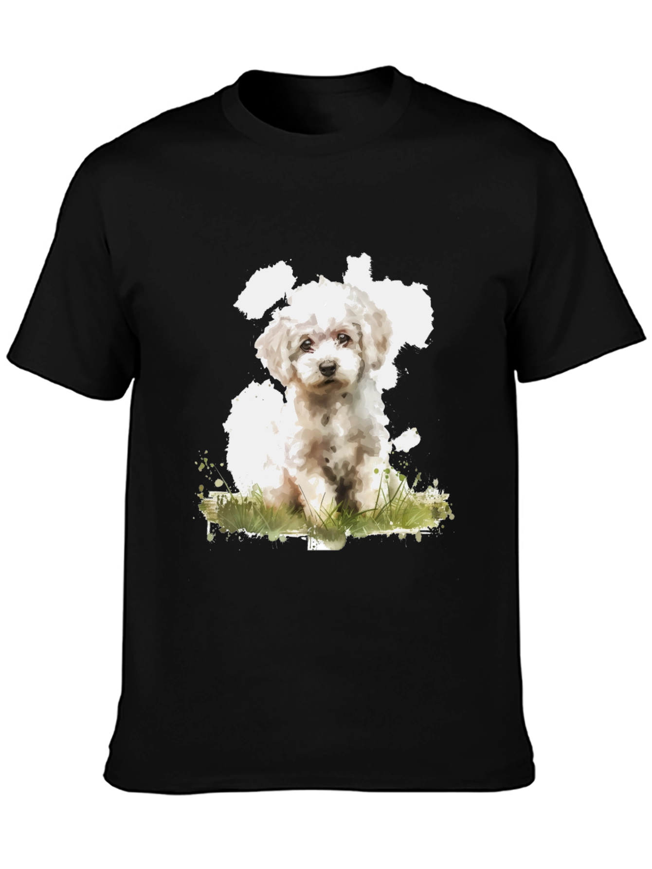 Black Cute Dog Art Black T-Shirt - Soft Cotton Blend view 3