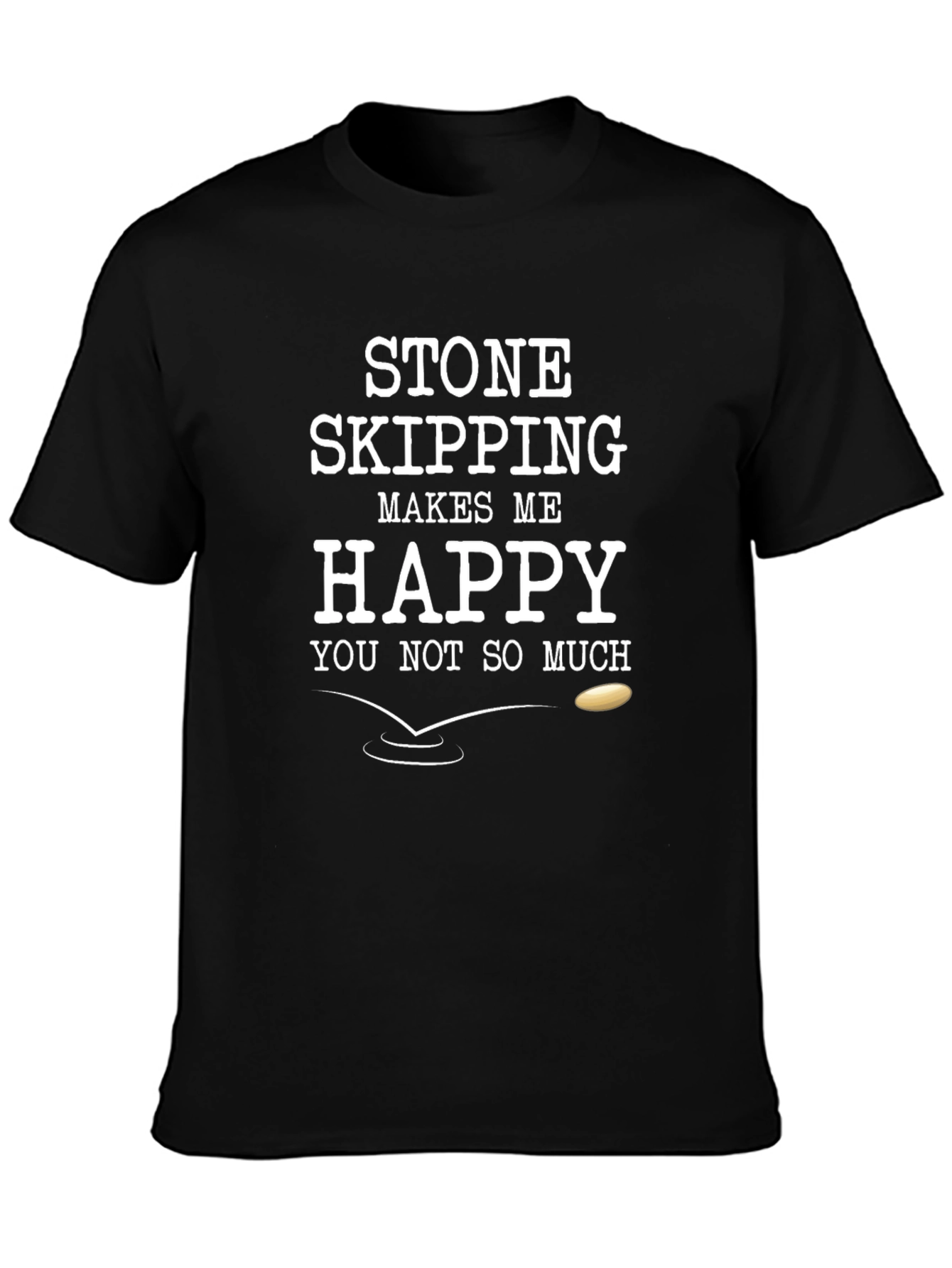 Black Stone Skipping T-Shirt Funny Men's Black Cotton Tee view 3