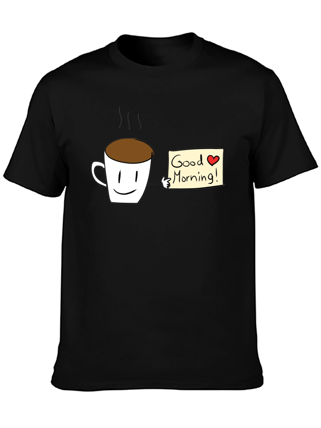 Black Good Morning Coffee Graphic T-Shirt - Black view 3
