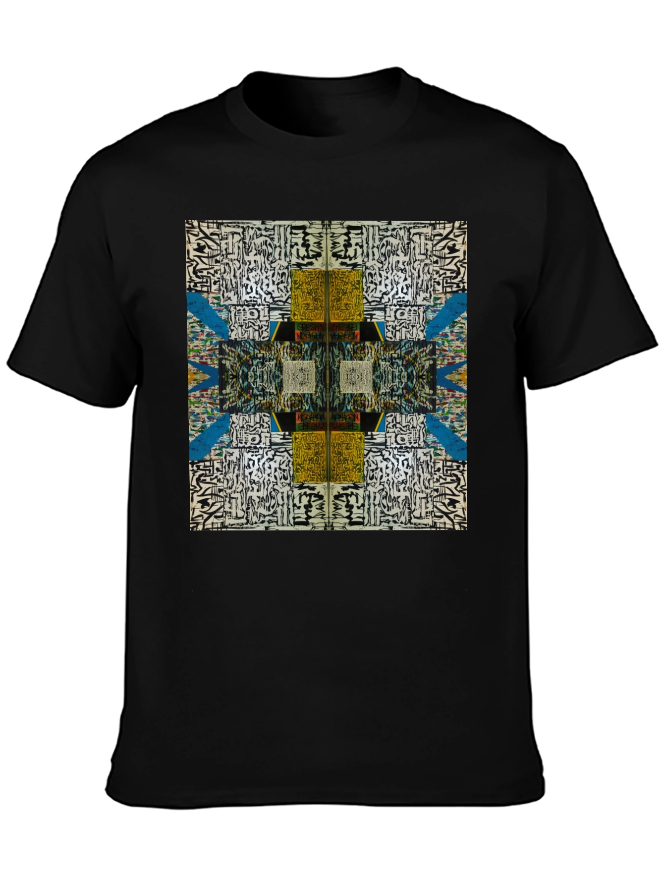 Black Abstract Graphic Print Black Tee view 3