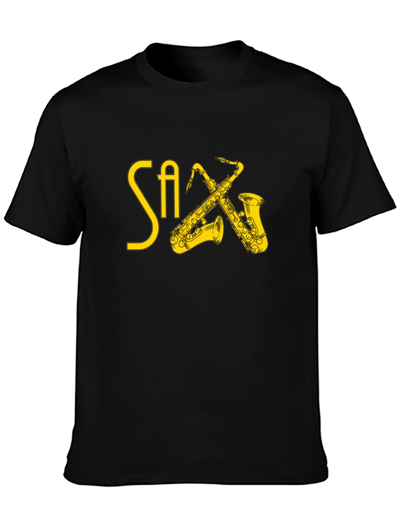 Black Saxophone Graphic Print T-Shirt view 3