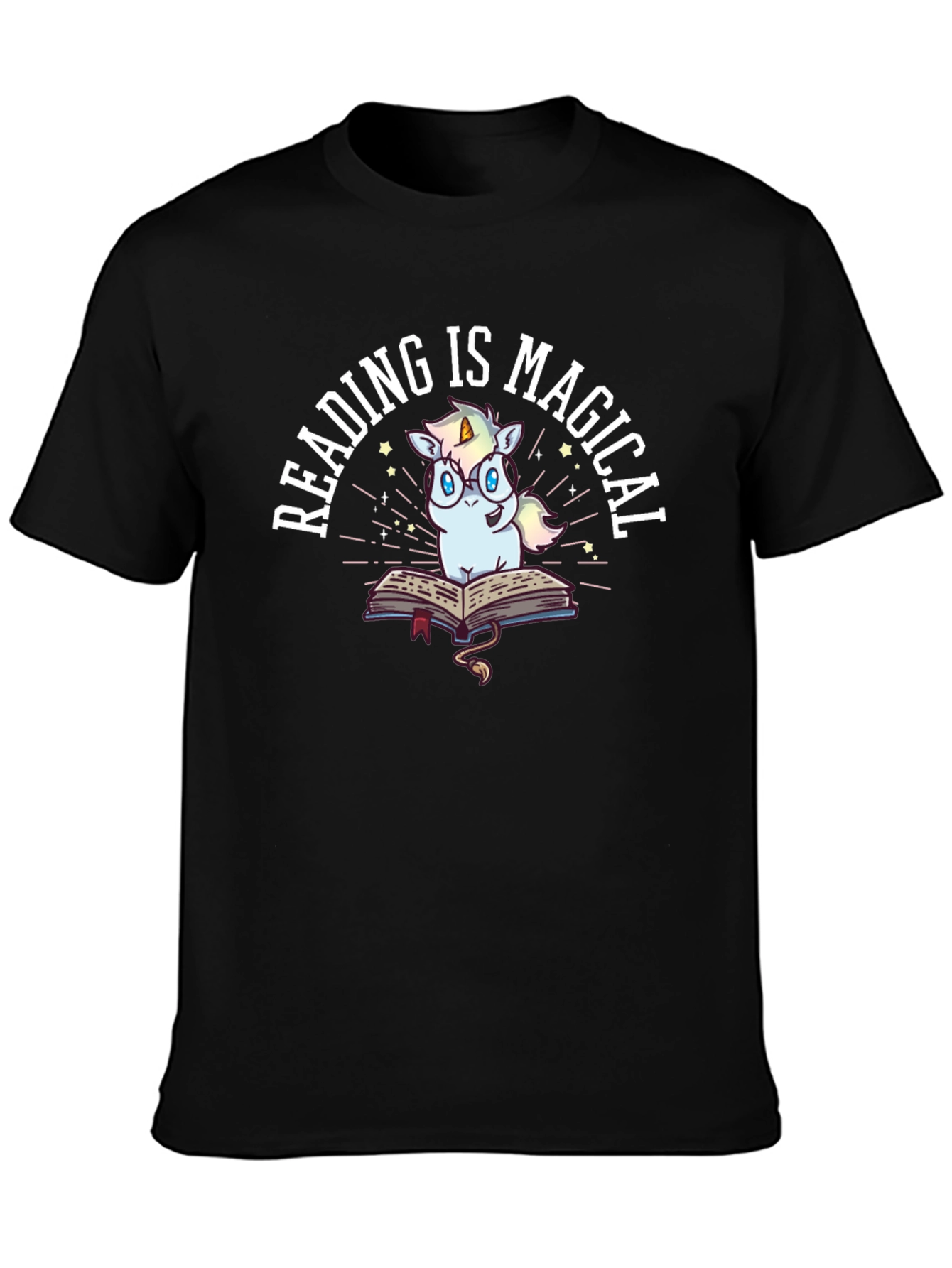 Black Reading Is Magical Unicorn T-Shirt view 3