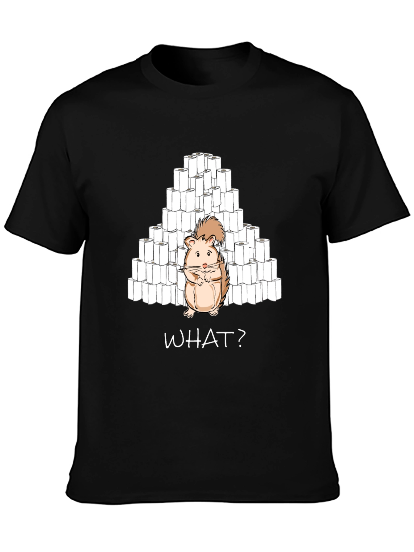 Black Funny Squirrel Toilet Paper Hoarder Tee view 3