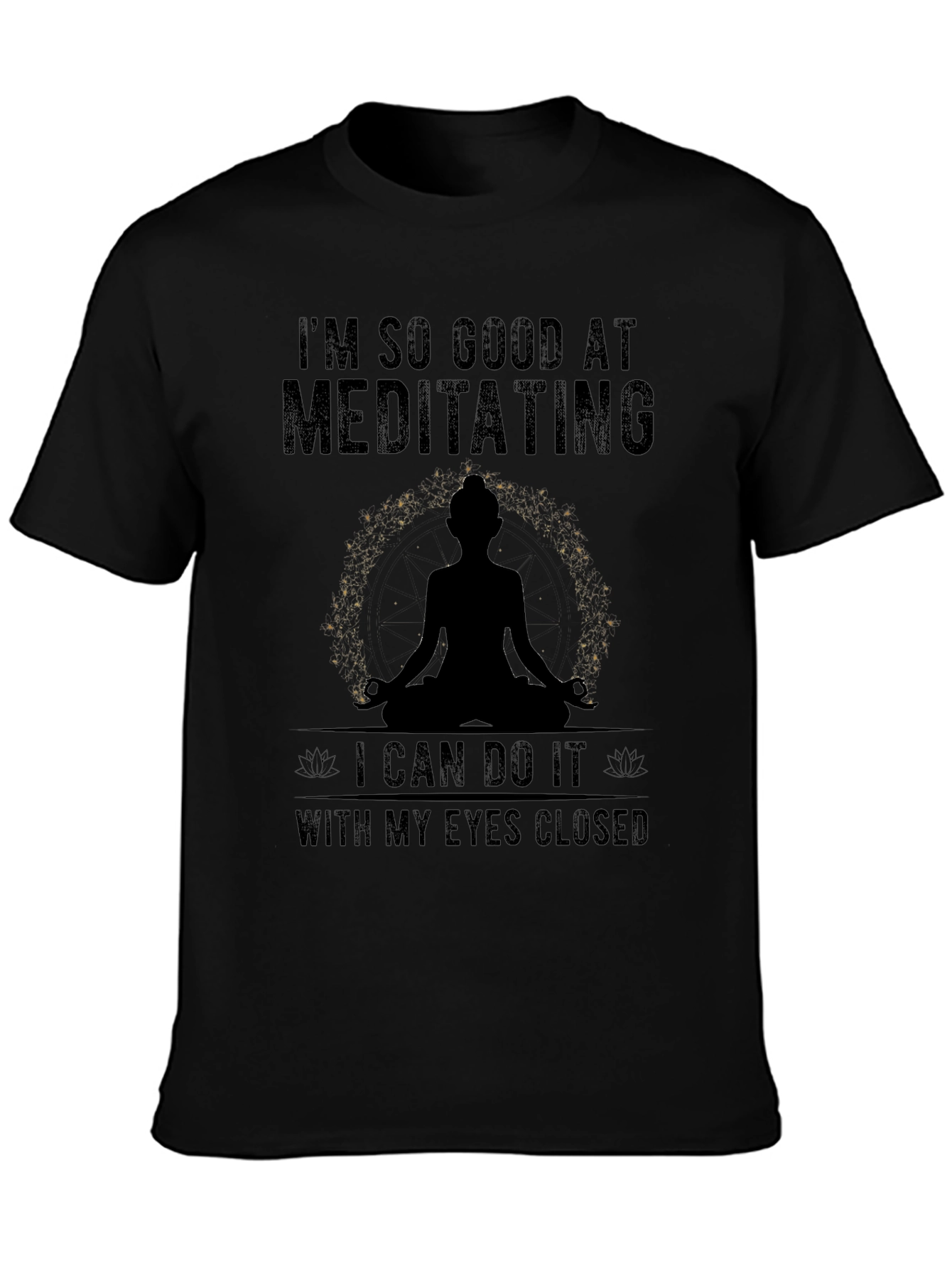 Black Meditating Graphic T-Shirt - Men's Black Tee view 3