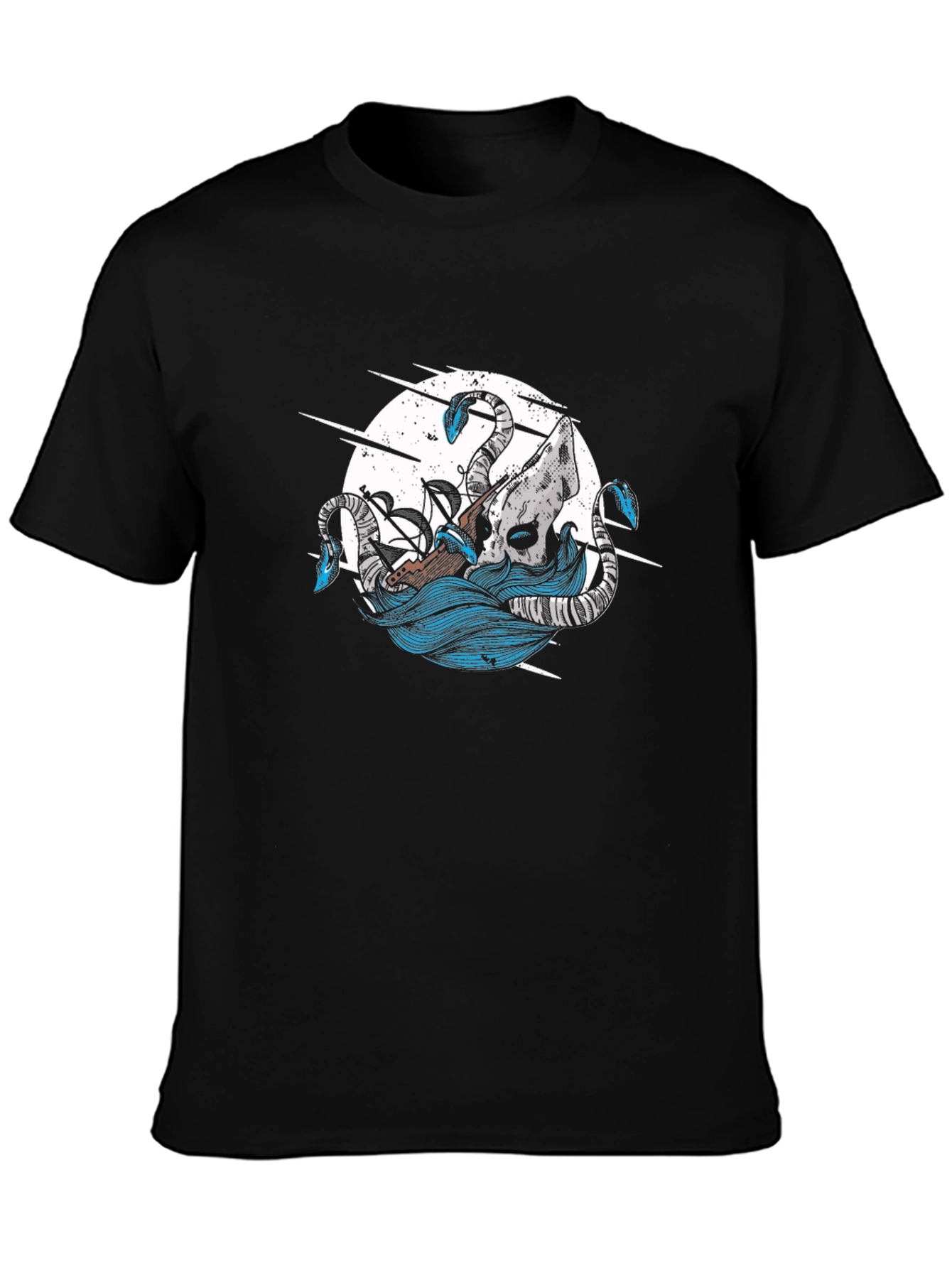 Black Kraken Attack Graphic Tee - Nautical Style view 3