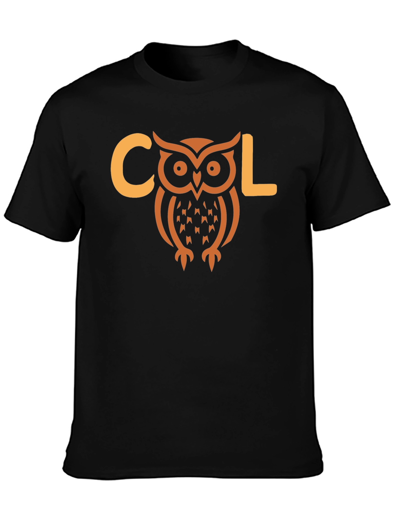 Black Cool Owl Graphic T-Shirt - Black Cotton Tee view 3